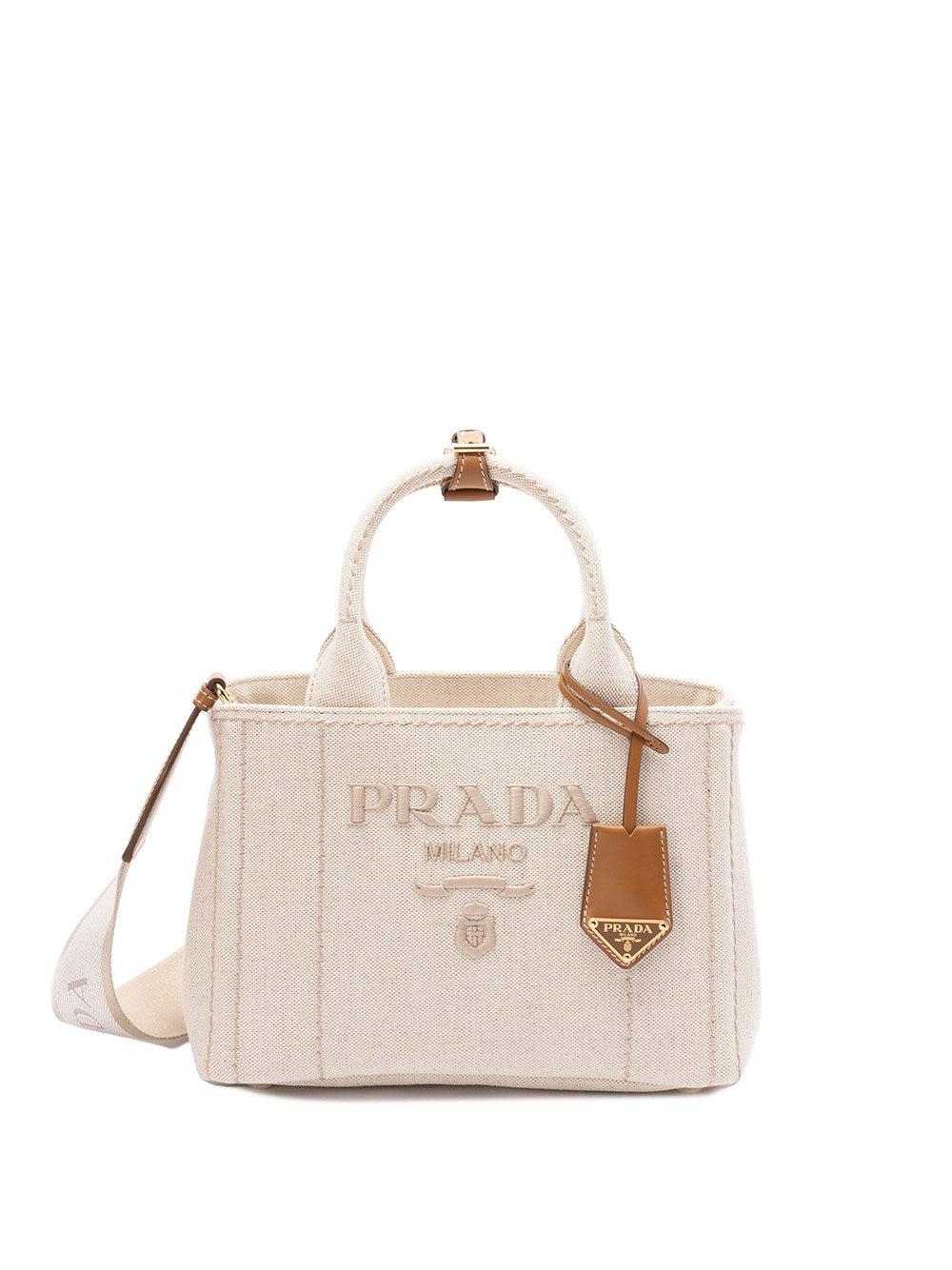 トートバッグ Prada Cotton And Linen Tote Bag Prada Linen Tote Bag | Neutrals | FARFETCH