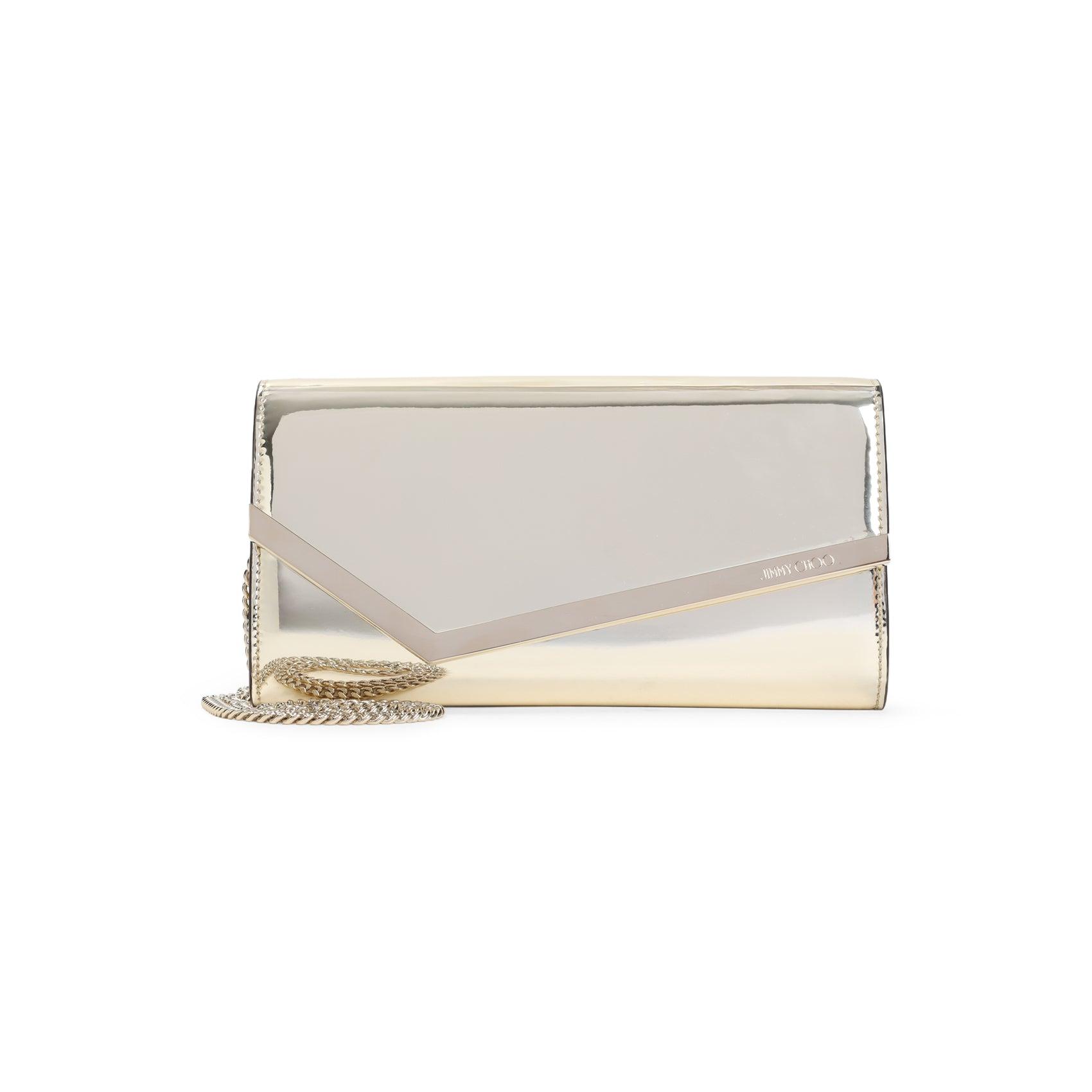 JIMMY CHOO EMMIE.MIF バッグ EMMIE | Silver Mirror Fabric Clutch Bag | Summer Collection