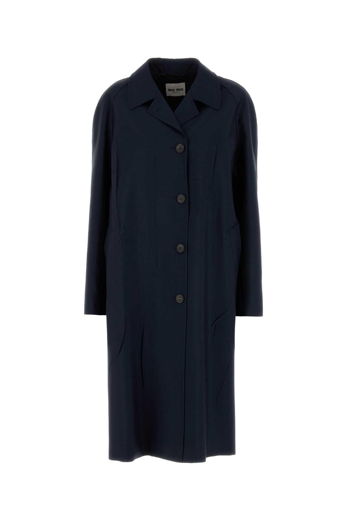 miu miu ダークネイビー　ウール　ロングコート　40サイズ Miu Miu Long coats and winter coats for Women | Online Sale up to