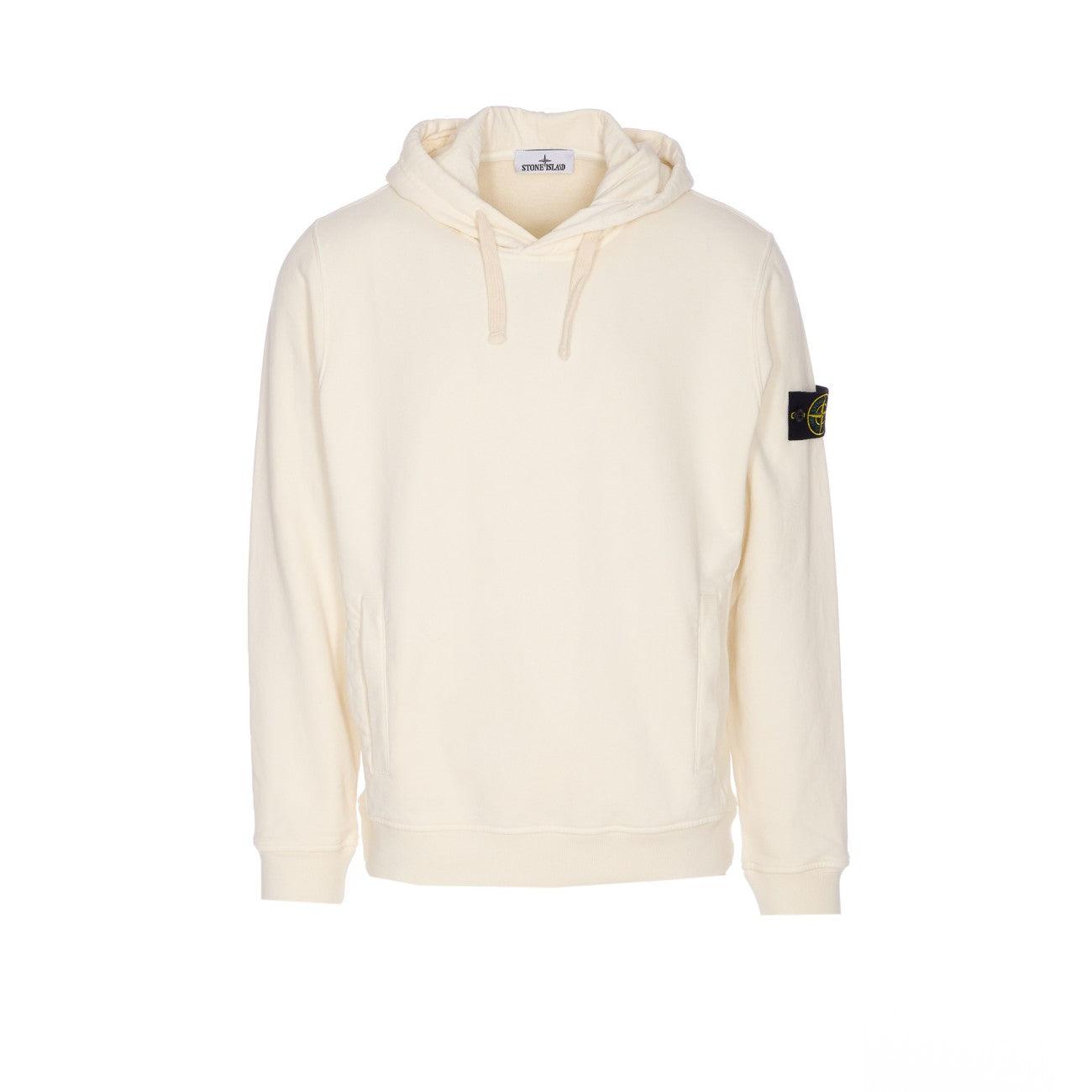 パーカー・フーディ STONE  Men Hoodies 6100665S0083 V0093 White STONE ISLAND Garment Dyed Popover Hoodie 'White' 741564151-V0001