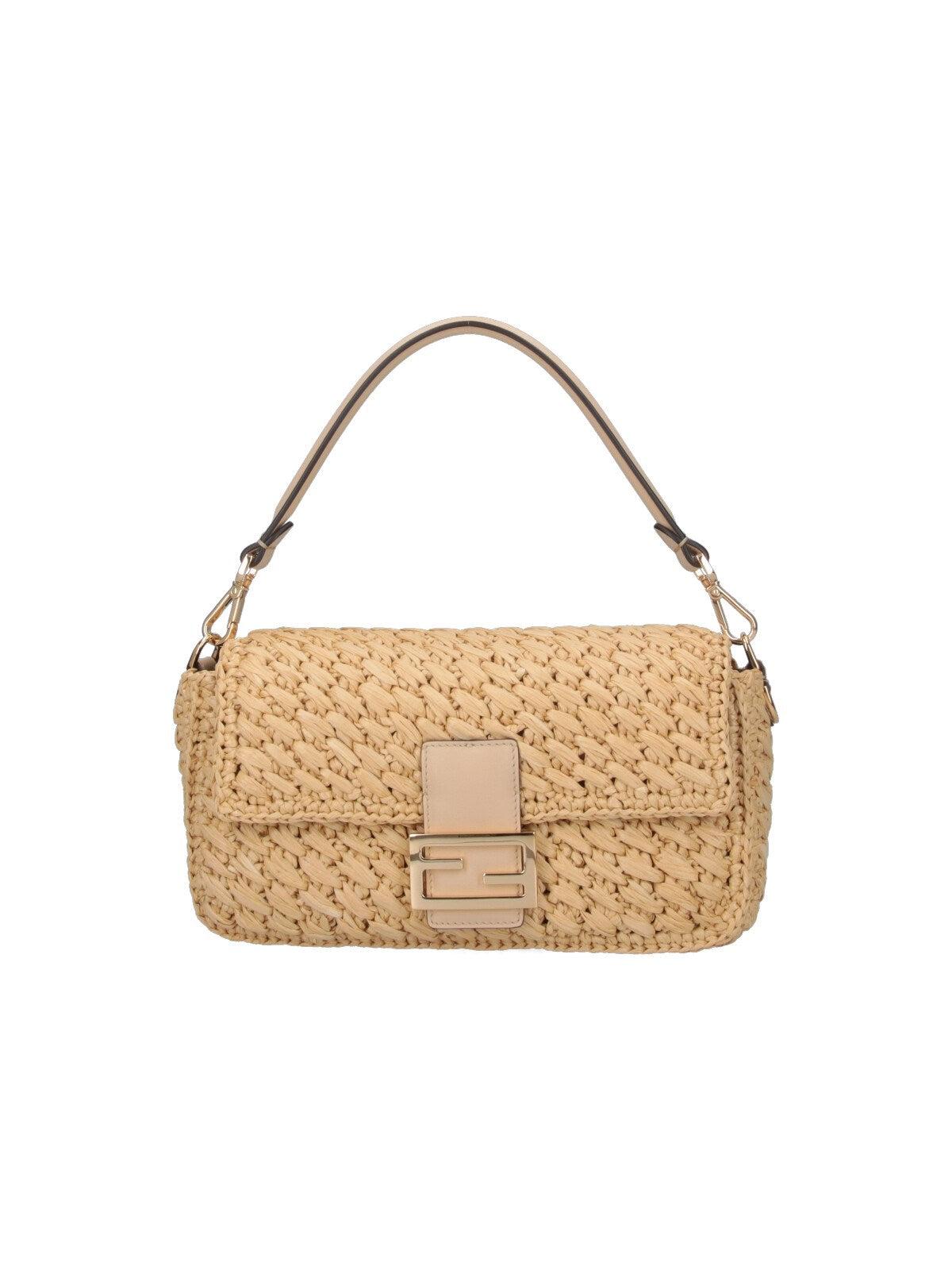 【FENDI】BAGUETTE BAG IN CROCHET VISCOSE FIBER Fendi Viscose Fibre Crochet Medium Baguette Bag in Natural