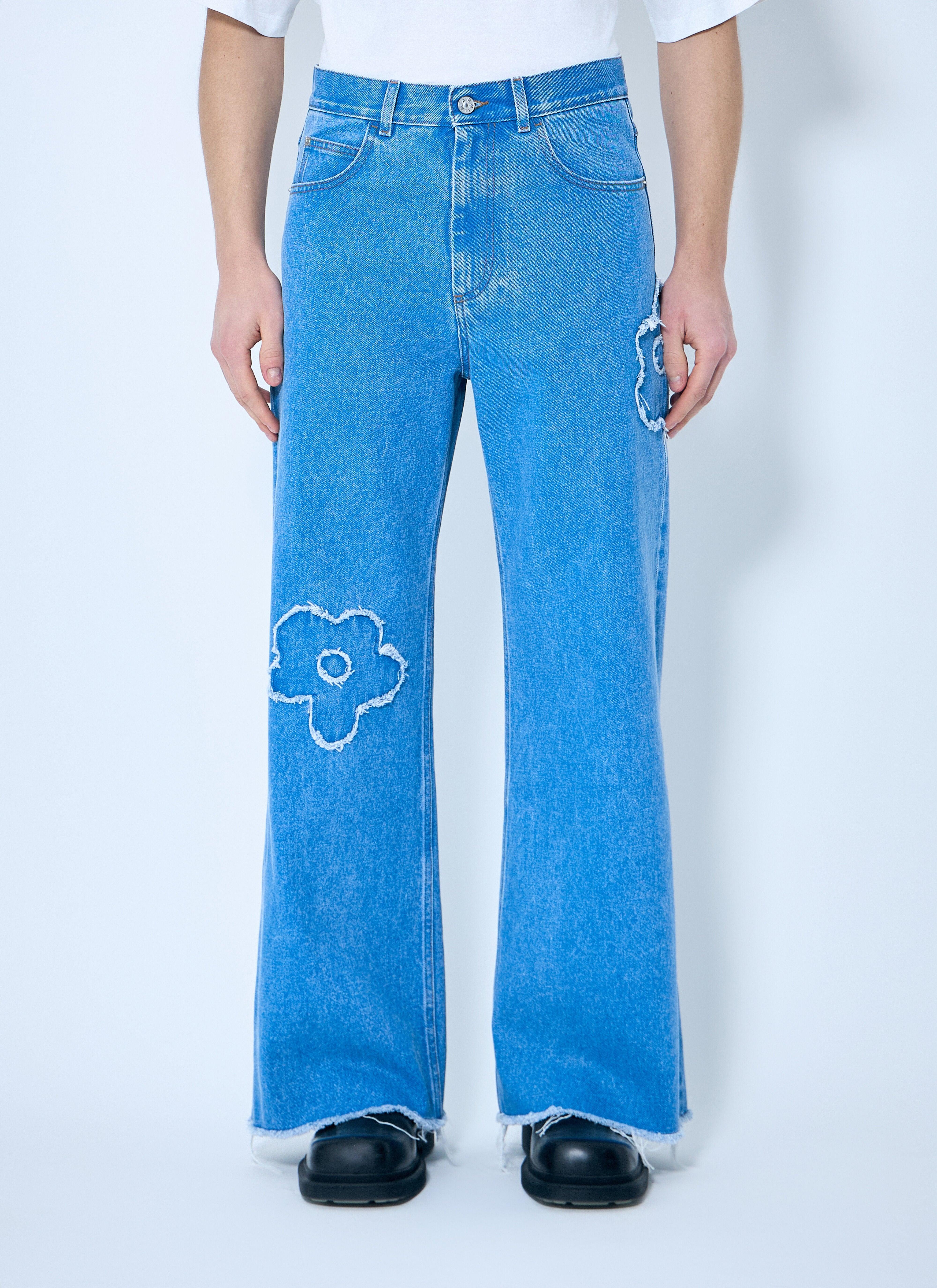 Marni Flower Patch Wide-Leg Jeans in Blue for Men | Lyst