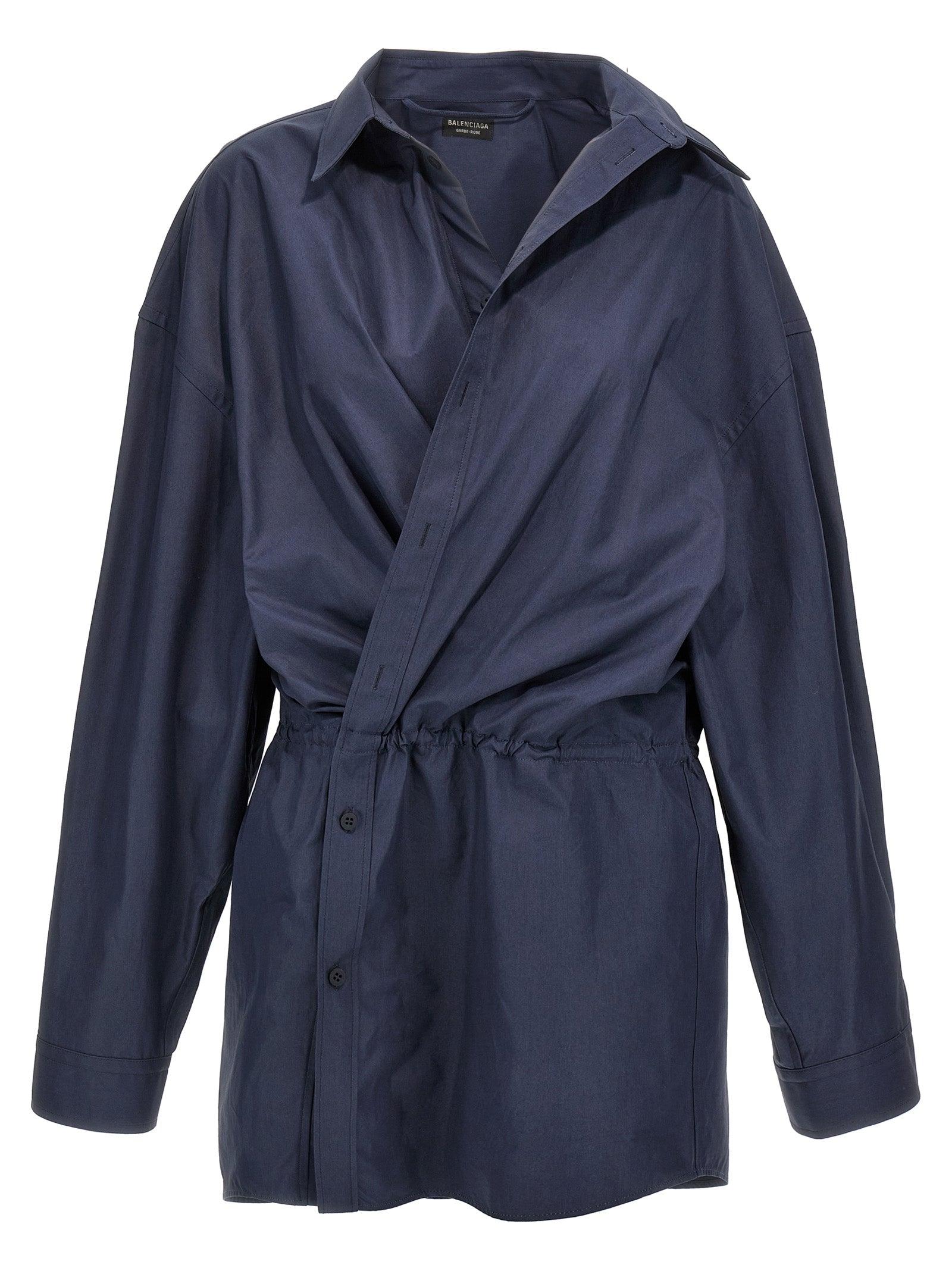 【関税込み】balenciaga STILE CAMICIA MINI' DRESS Balenciaga 'Stile Camicia Mini' Dress in Blue | Lyst