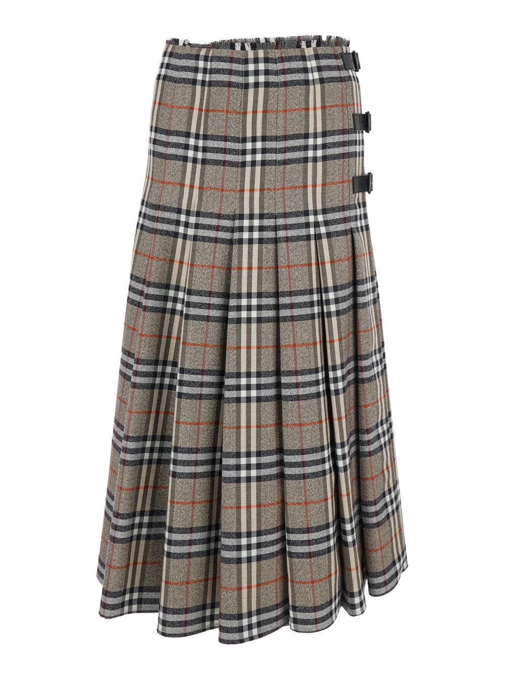 スカート Burberry Embroidered Wool Skirt Burberry Kids check-pattern Wool Skirt | Neutrals | FARFETCH