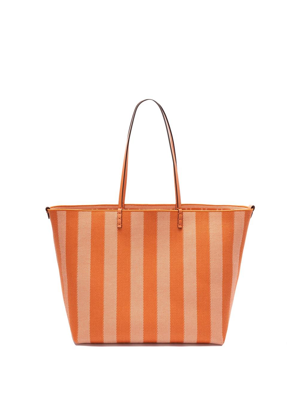 Fendi Large Roll Striped Tote Bag in Orange | Lyst
