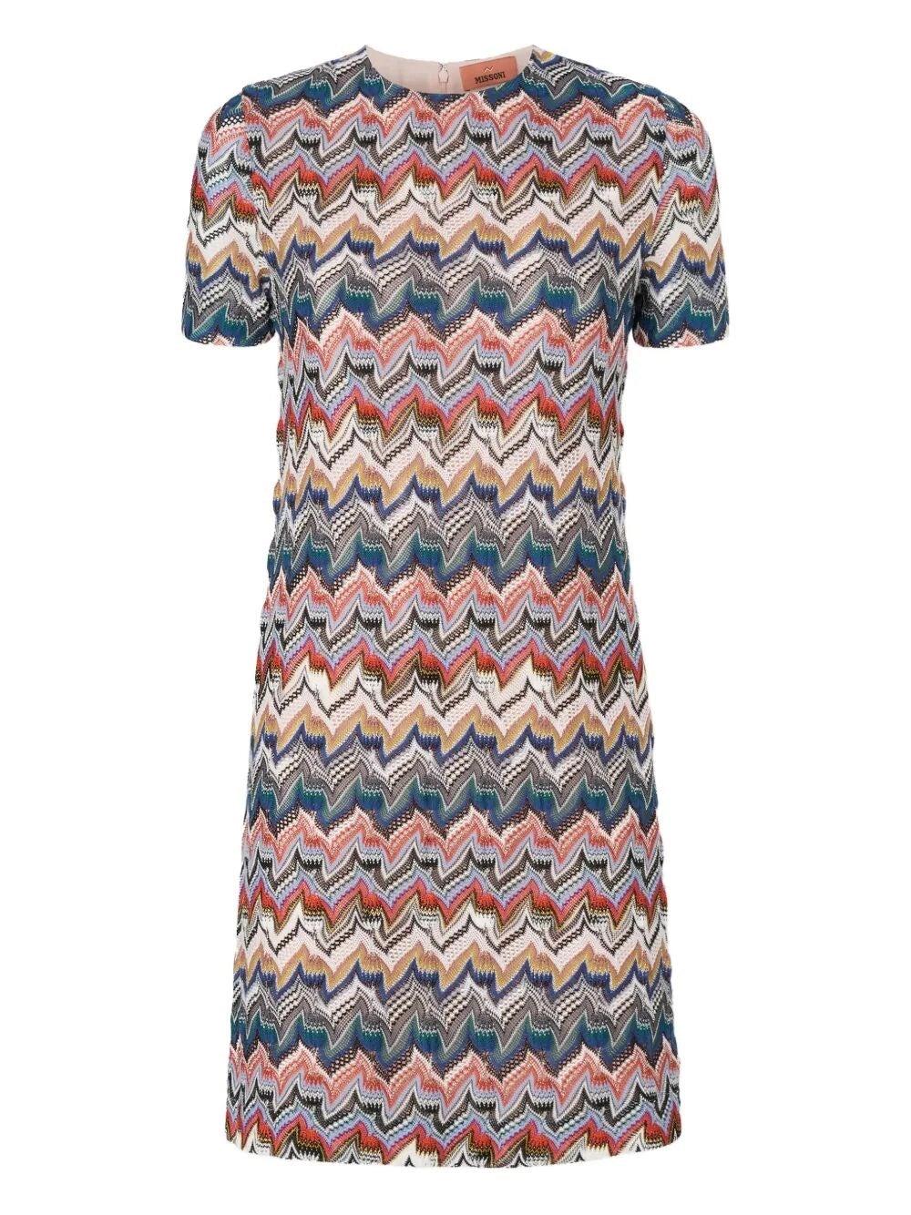 【MISSONI】ストライプ stretch-tulle ミニ ドレス Short cover up in zigzag print tulle