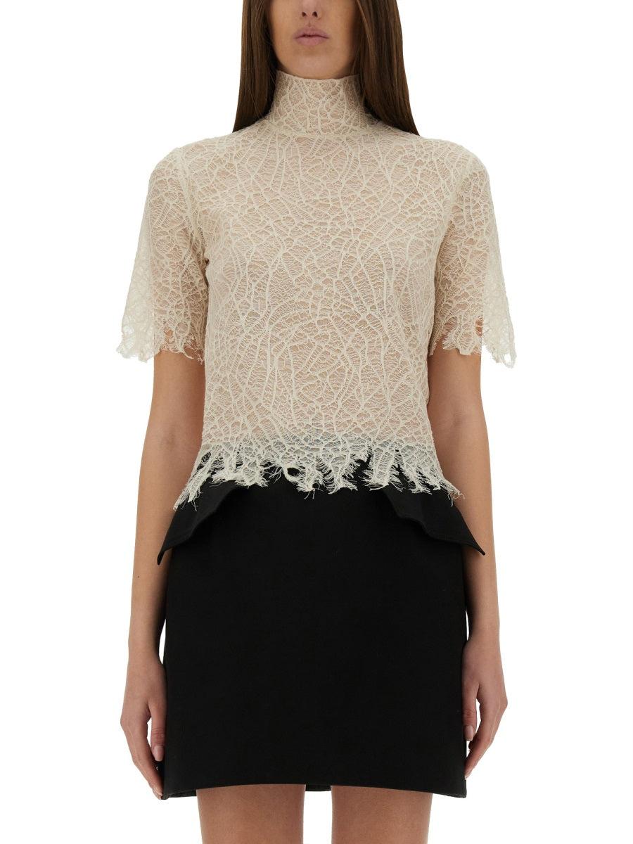 ワンピース MCQUEEN Spider web lace dress McQueen Spider Web Lace Top in Natural | Lyst