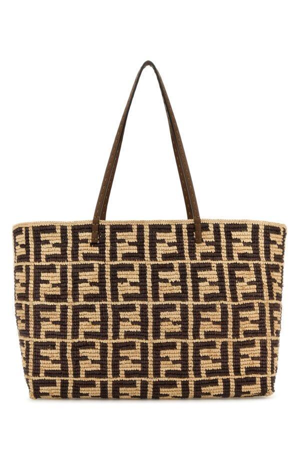 トートバッグ FENDI EMBROIDERED STRAW LARGE ROLL SHOPPING BAG fendi--Embroidered-Straw-Large