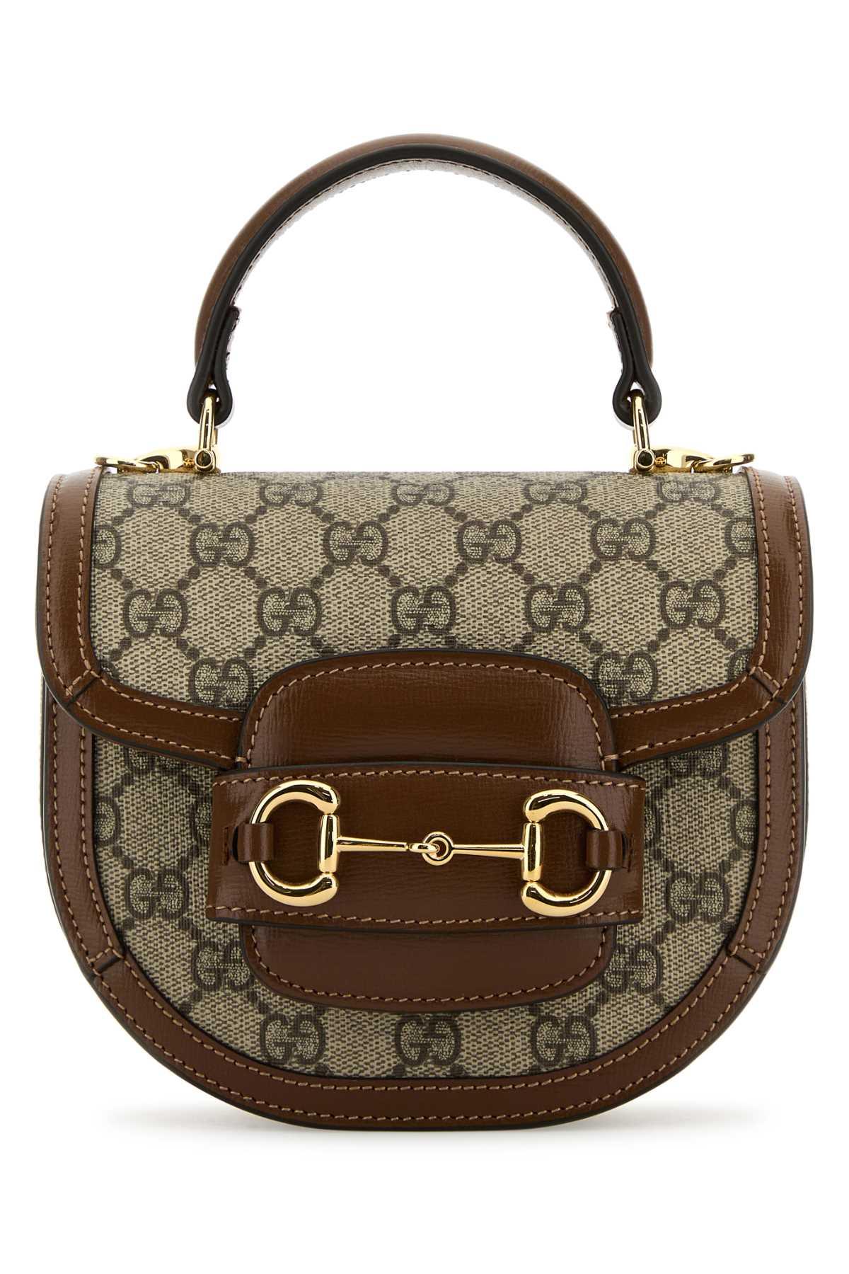 ハンドバッグ Gucci Gg Supreme Fabric Mini Horsebit 1955 Handbag Gucci Horsebit 1955 mini bag in beige and white GG Supreme