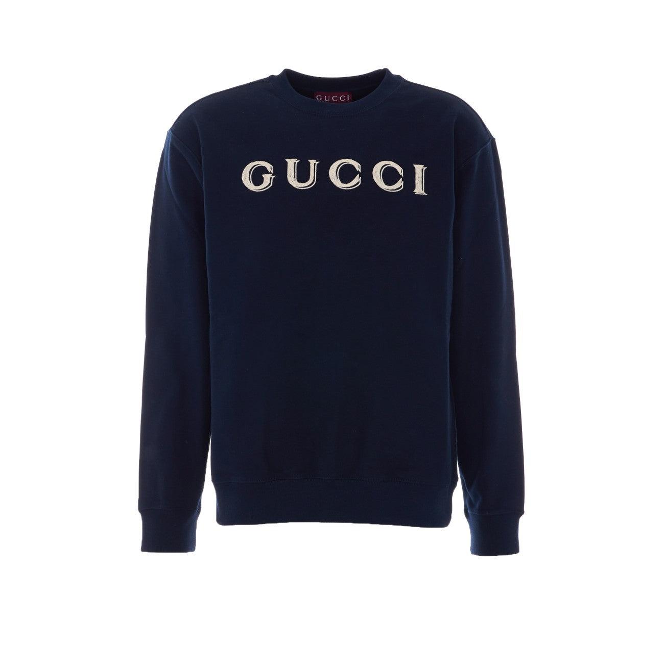 SALE！GUCCI テディベア刺繍スウェットネイビー ユニセックス メンズS