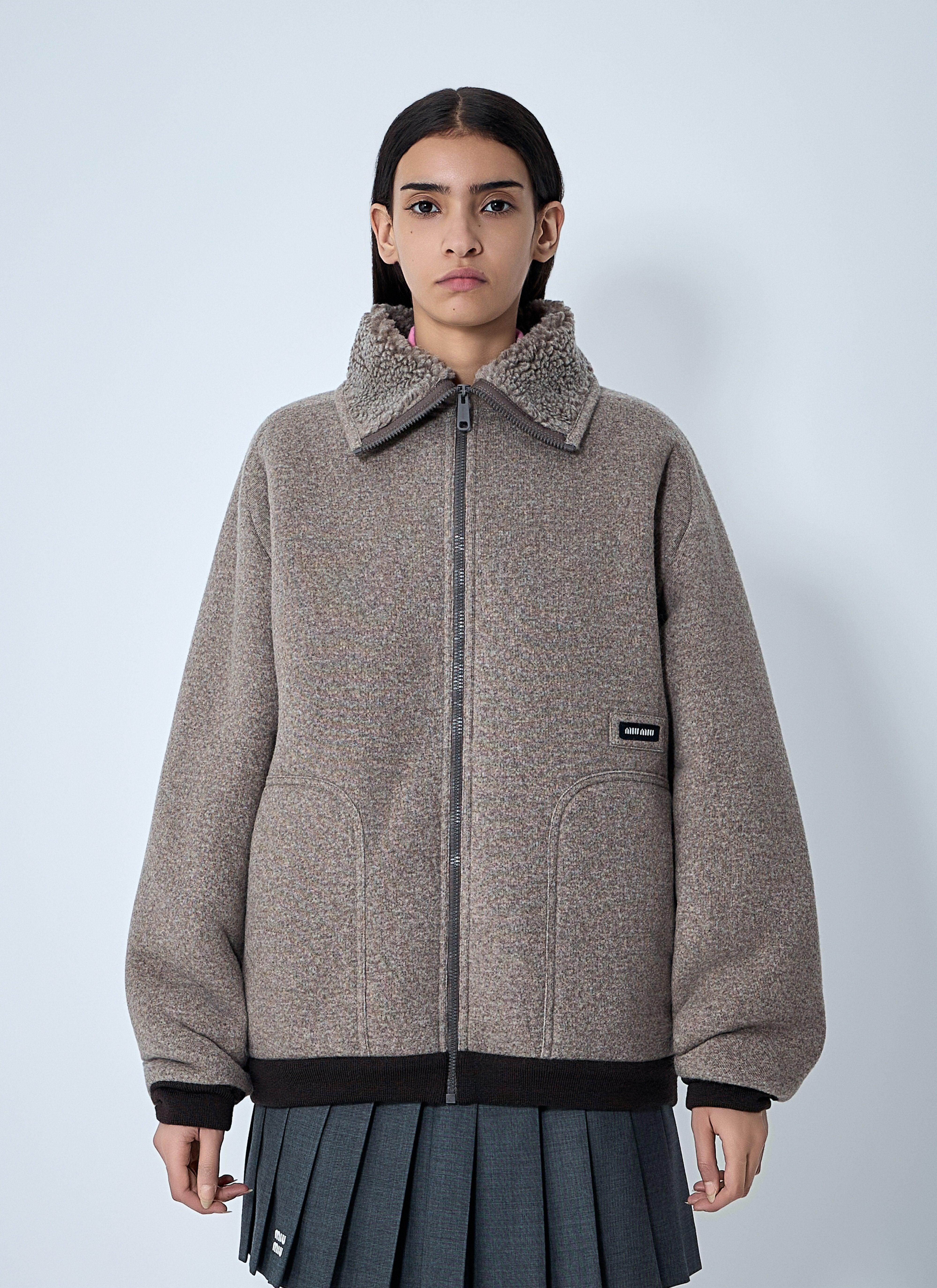 ジャケット・アウター mi Miu Miu Cotton Fleece Jacket in Gray | Lyst