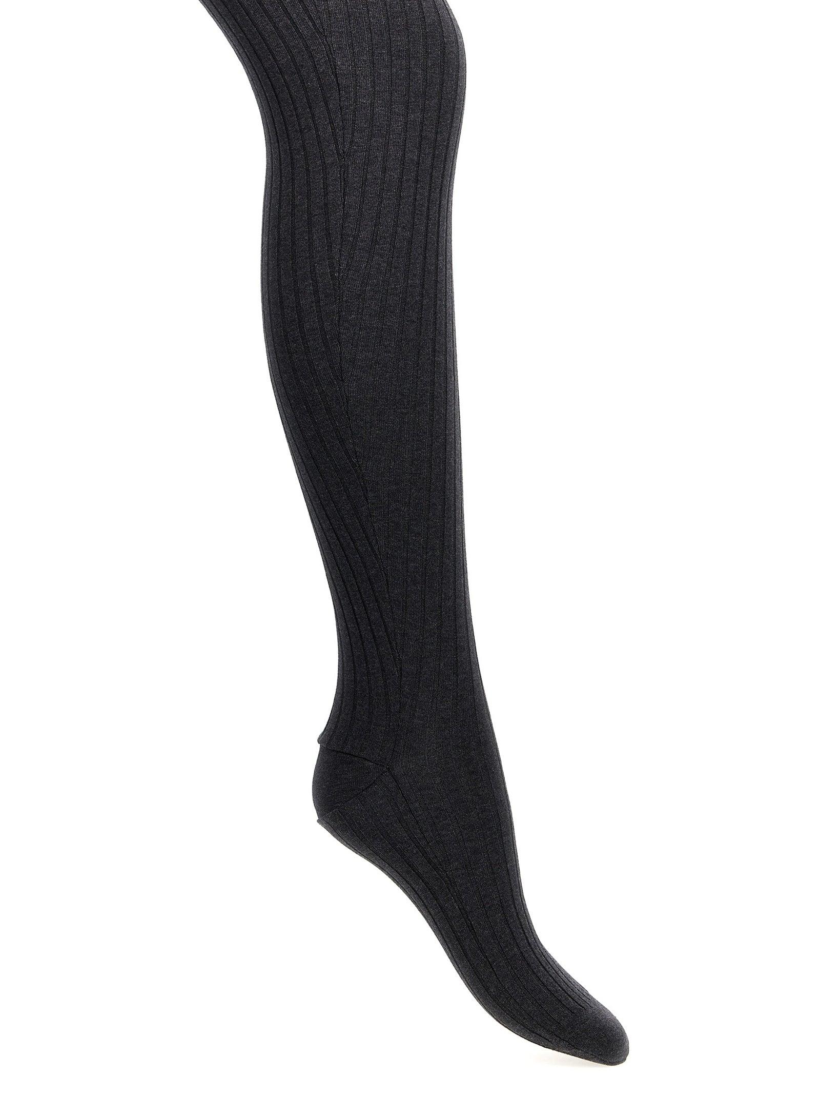タイツ・ソックス PRADA Ribbed tights Gray Prada Cotton Tights | Grey | FARFETCH