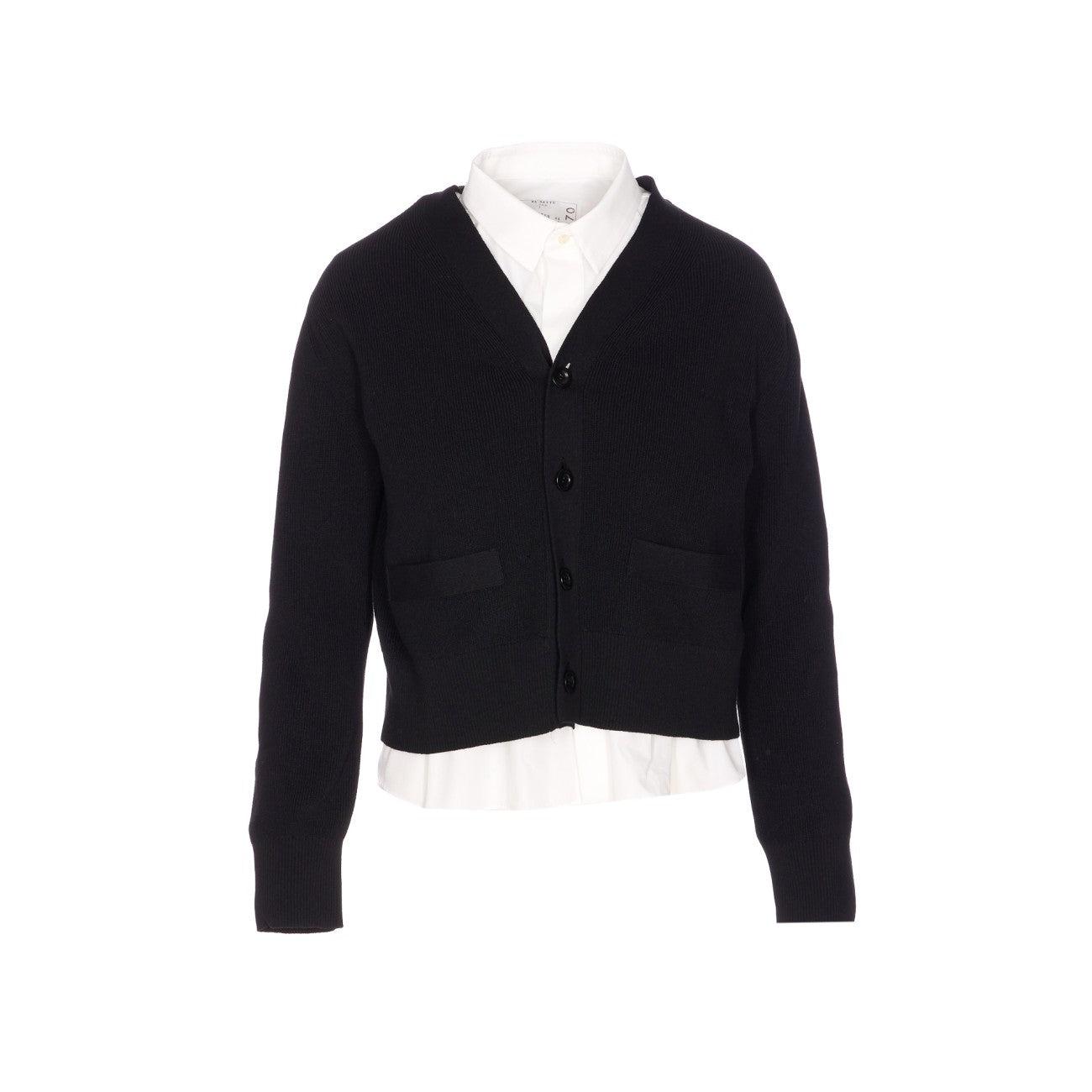sacai プリーツ切替 ドッキングカーディガン サイドリボン プリーツ 2 sacai プリーツ切替 ドッキングカーディガン サイドリボン