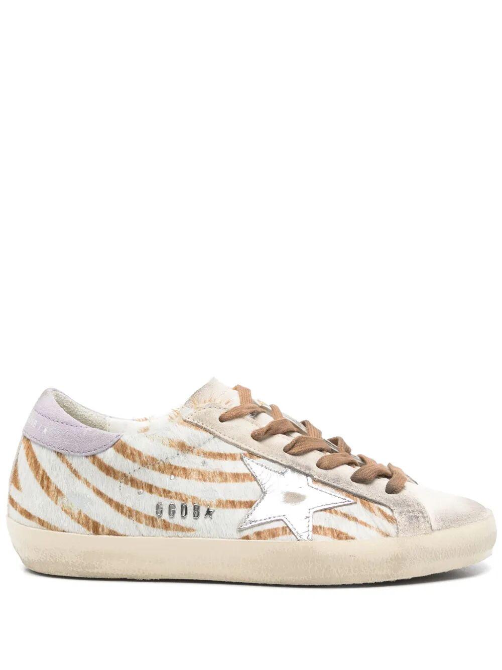 スニーカー Golden  Super-Star Leather Upper Suede Toe Zebra Horsy Golden Goose Super-Star Nappa With Suede Star And Zebra
