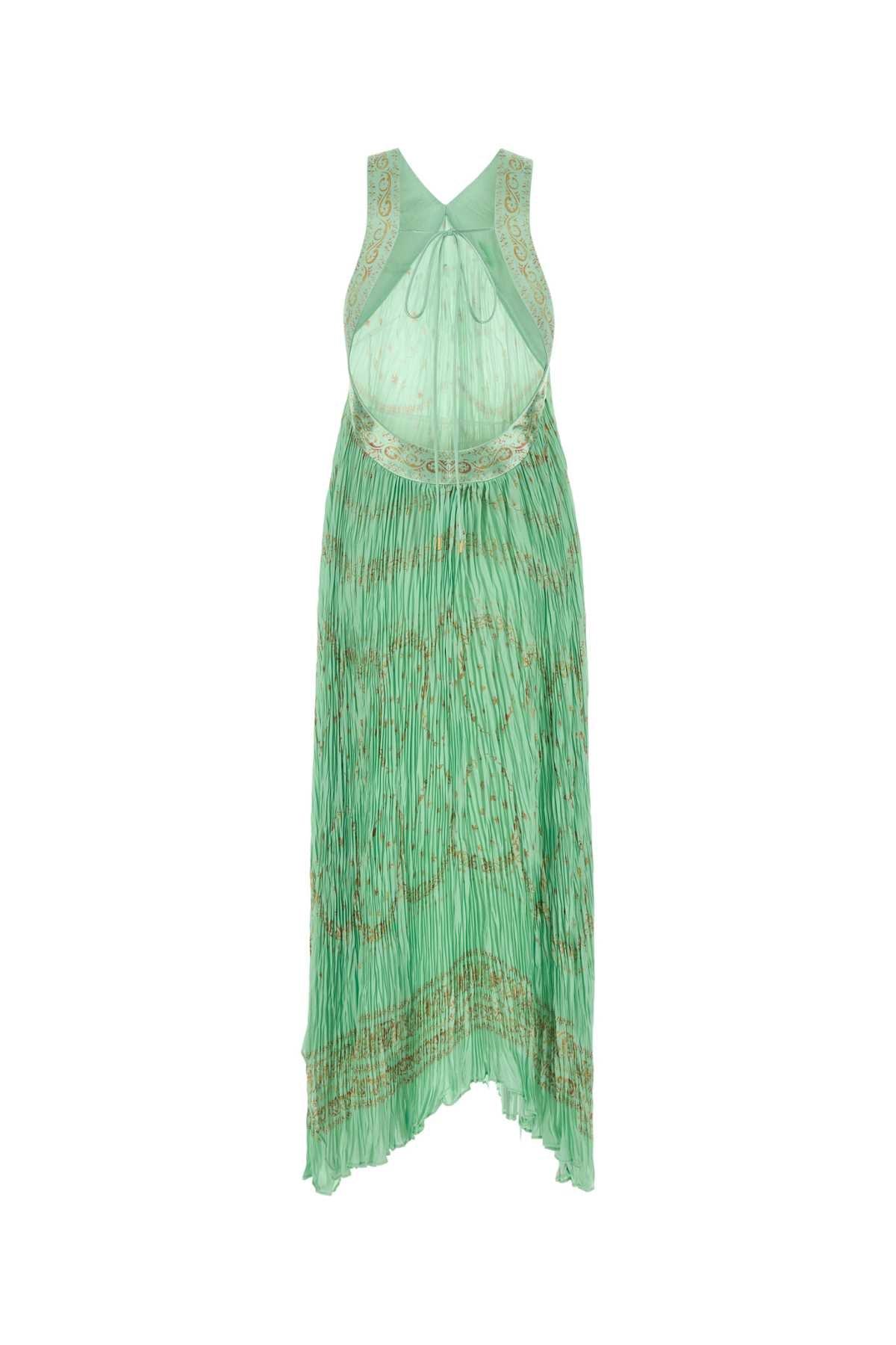 slim fit dress slacks Mikado Green Drop Shoulder Long Dress by Alberta Ferretti  Elilhaam