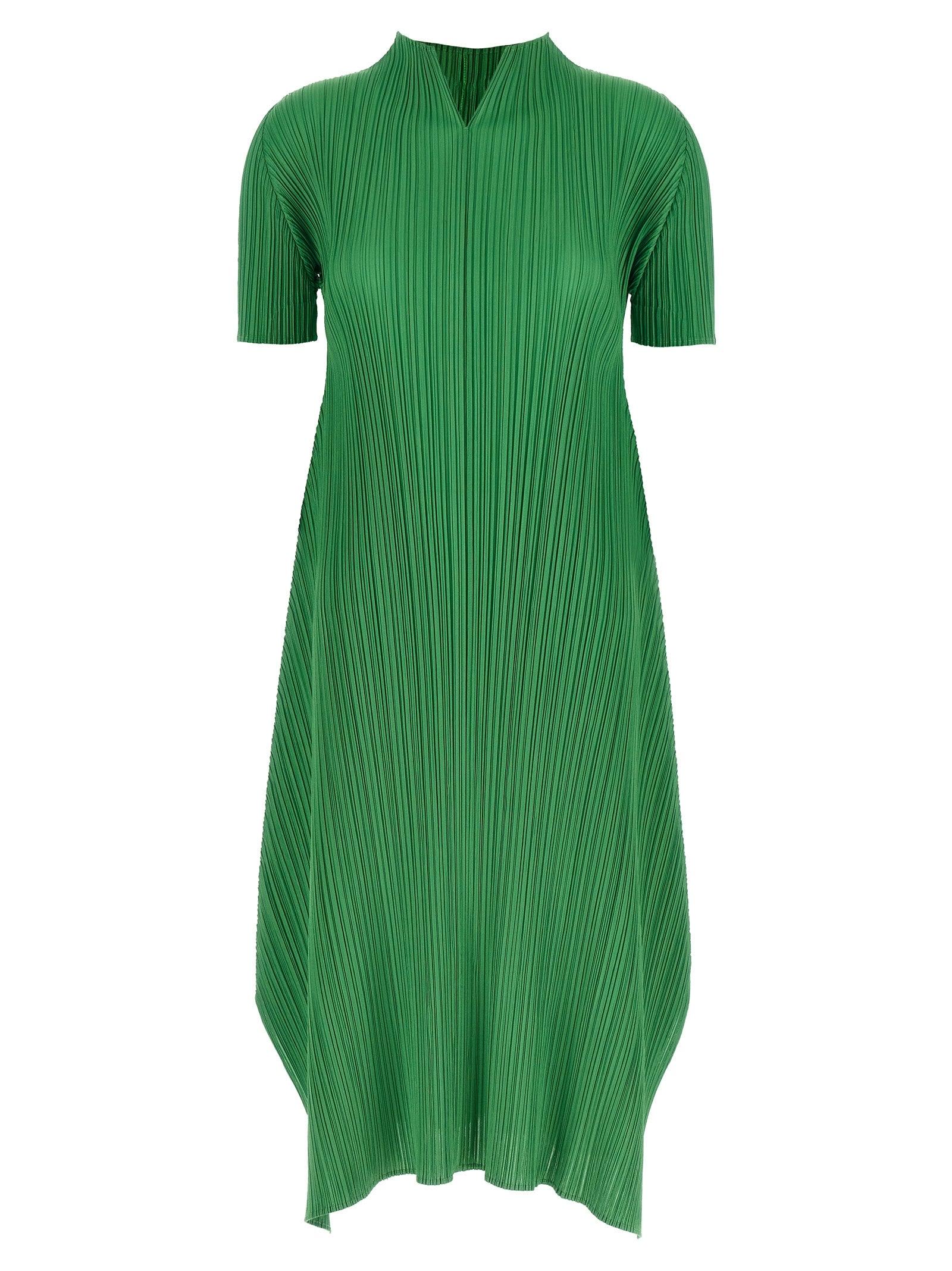 green emerald velvet dress 1970s Vintage Issey Miyake Green Striped Bird Print Dress main image 0