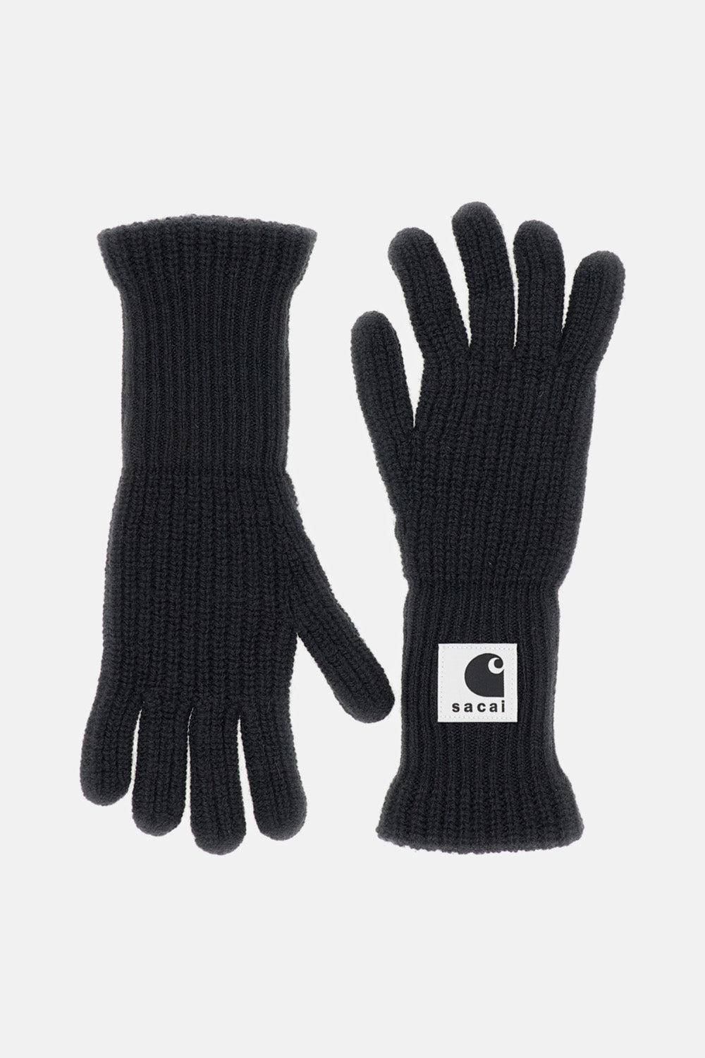 Sacai X Carhartt Wip Wool-Blend Knit Gloves in Black for Men | Lyst
