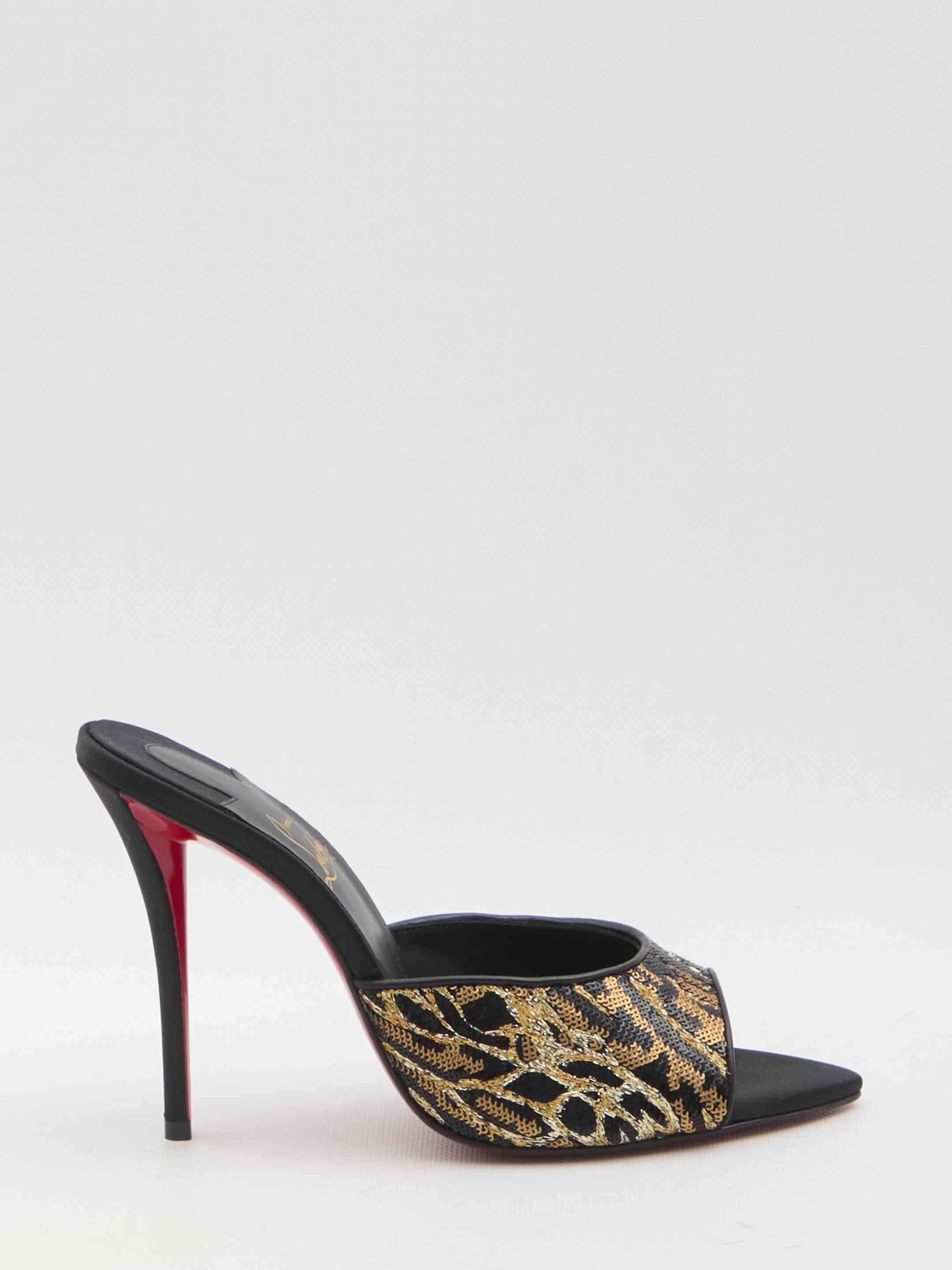 ★Christian Louboutin★「Miss Z」 animal print patent mules Miss Z Mule - 100 mm Mules - Pearlescent patent calf leather
