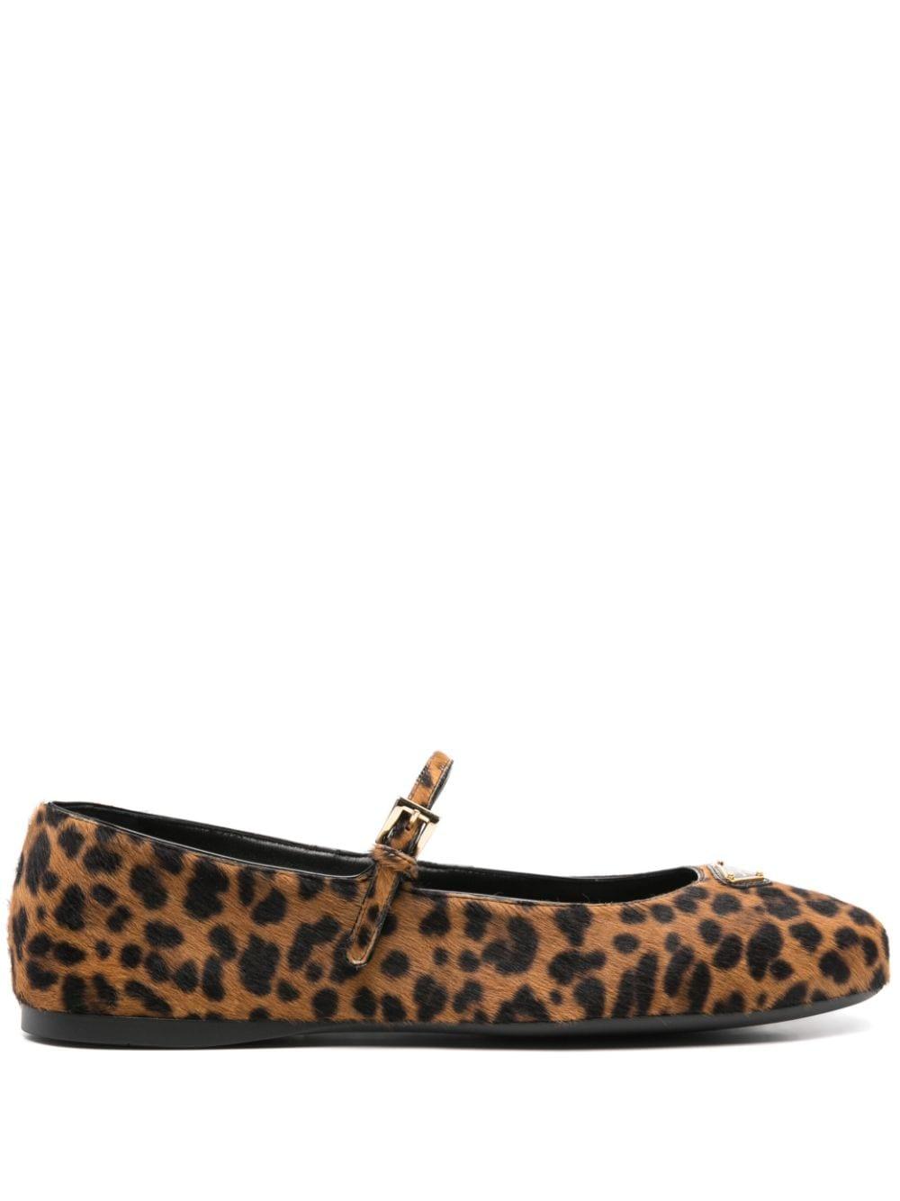 バレエシューズ PRADA WHITE/DARK BROWN BALLERINAS WITH ANIMAL PRINT Prada Leopard-Print Ballerina Shoes in White | Lyst