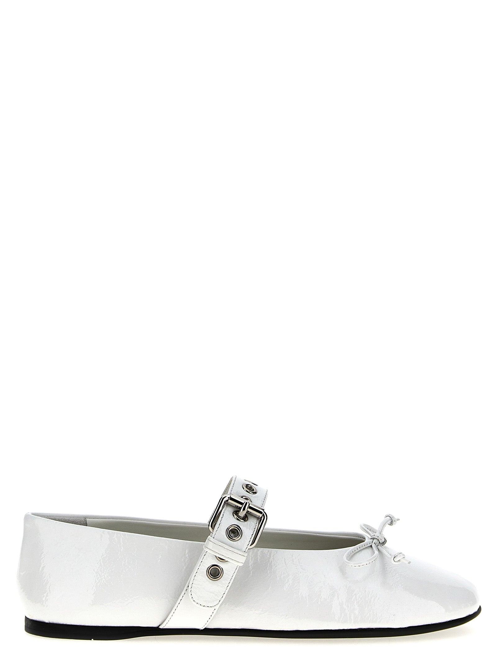 Miu Miu Buckle And Bow Ballet Flats in White | Lyst