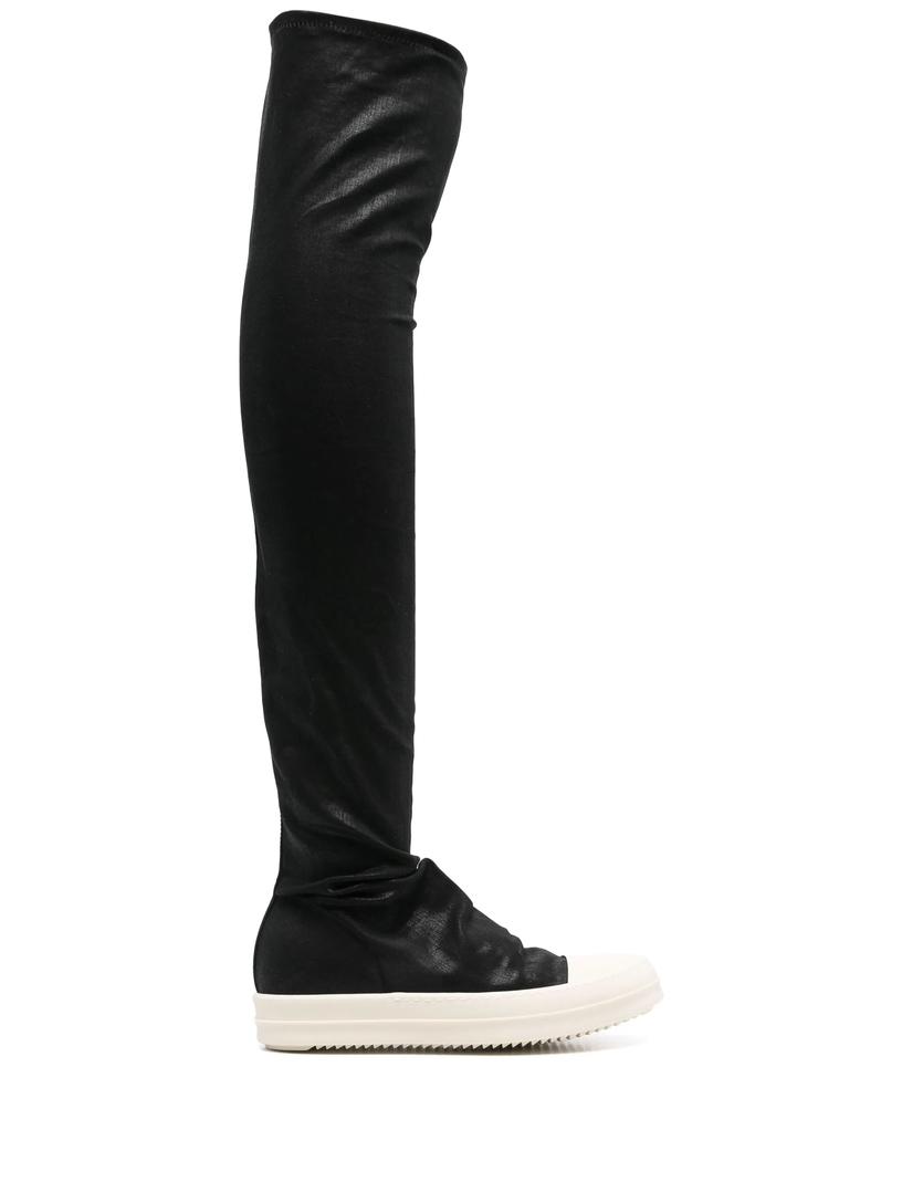 【Rick Owens DRKSHDW】Hollywood Knee High Stocking Sneaks Rick Owens DRKSHDW: Black Hollywood High Sock Sneaks Tall
