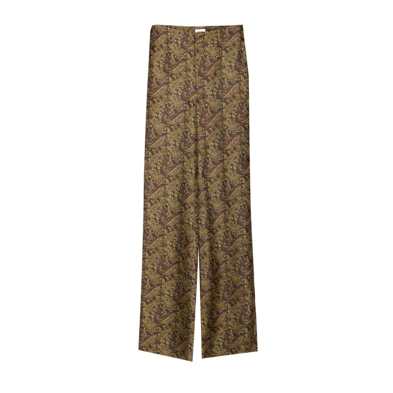 パンツ Saint Laurent PAISLEY PRINT TWILL PANTS Saint Laurent Paisley Print Twill Pants in Green | Lyst