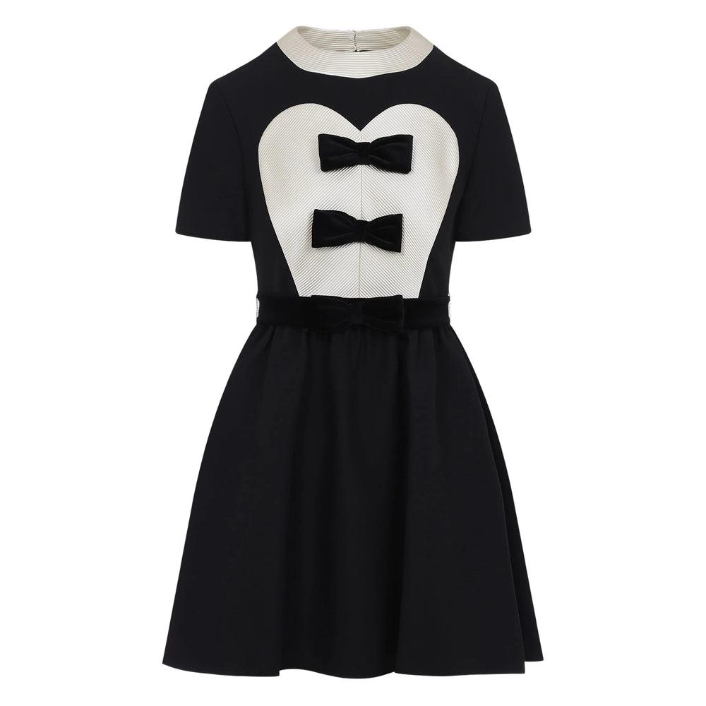 Valentino★素敵！Black/Ivory Bow Detail Short Sleeve Dress Valentino Mini and short dresses for Women | Online Sale up
