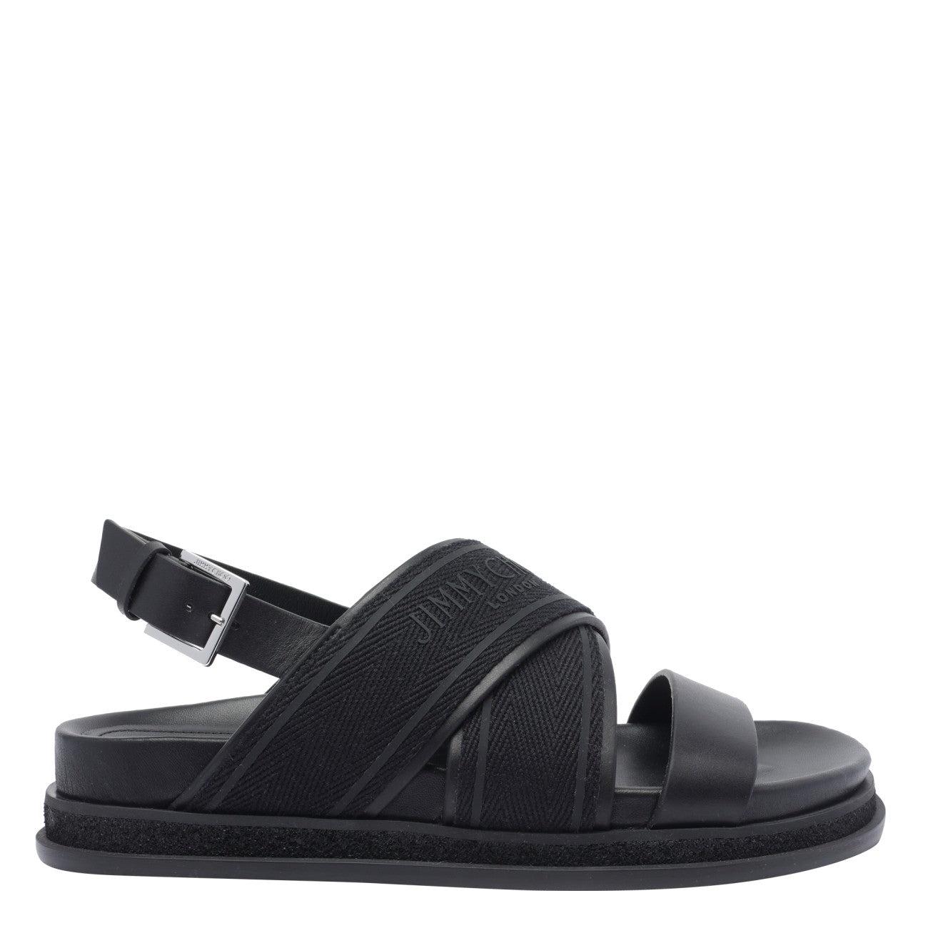 サンダル・ミュール Jimmy Choo JOA SANDALS JIMMY CHOO Joa logo-print canvas and leather slingback