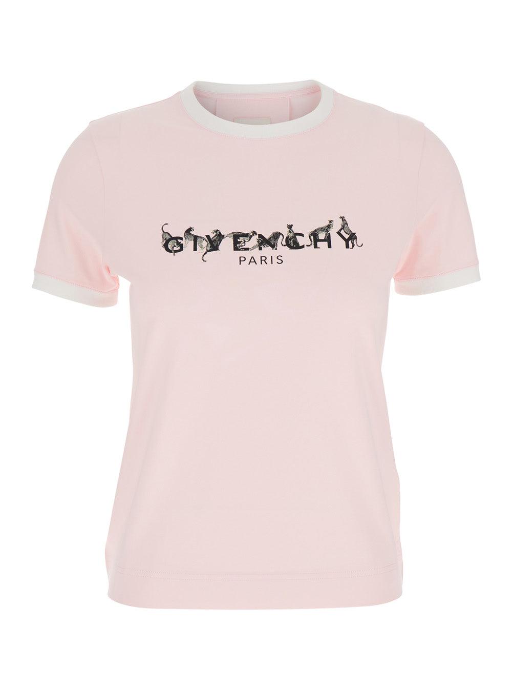 Tシャツ・カットソー GIVENCHY Women Tunic Tops BW90TT4ZPN 533 PINK GIVENCHY t-shirt in cotton with rhinestones in - pink