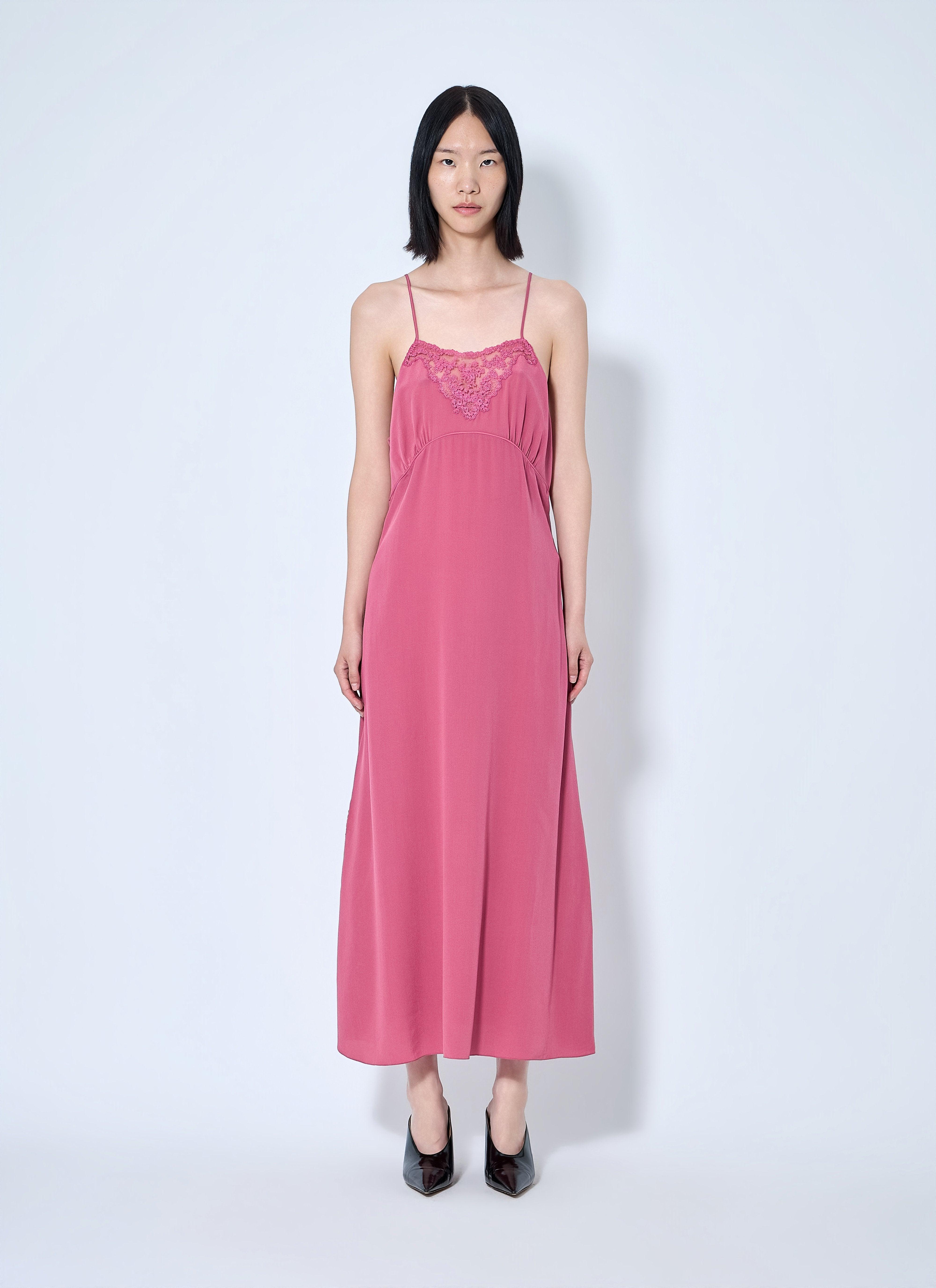 chloe pink slip dress Chlo, Lace-trimmed silk slip dress, Women, Pink, US 12, Dresses