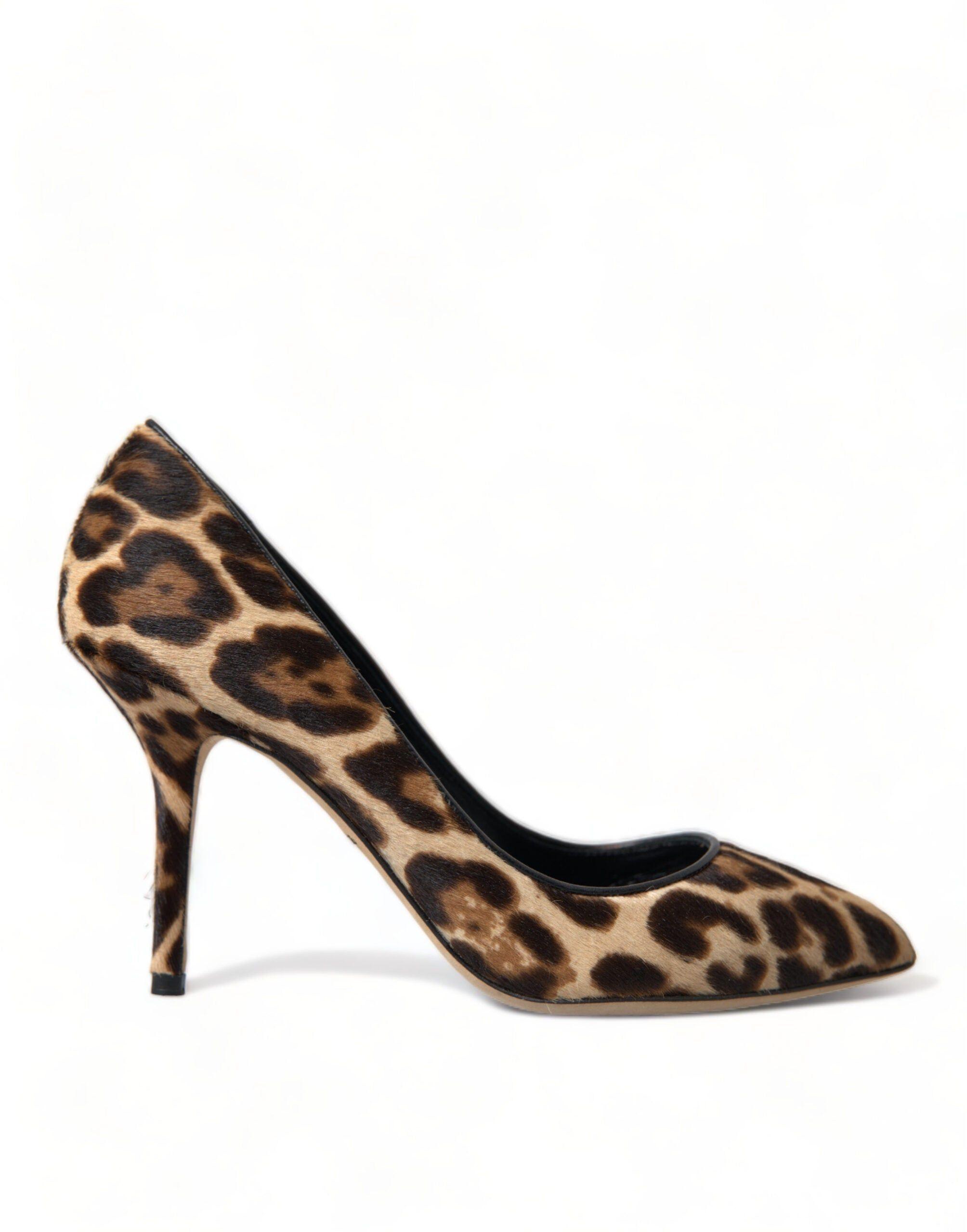 Dolce Gabbana Brown Leopard Pony Hair Leather Heels Shoes in Metallic Lyst