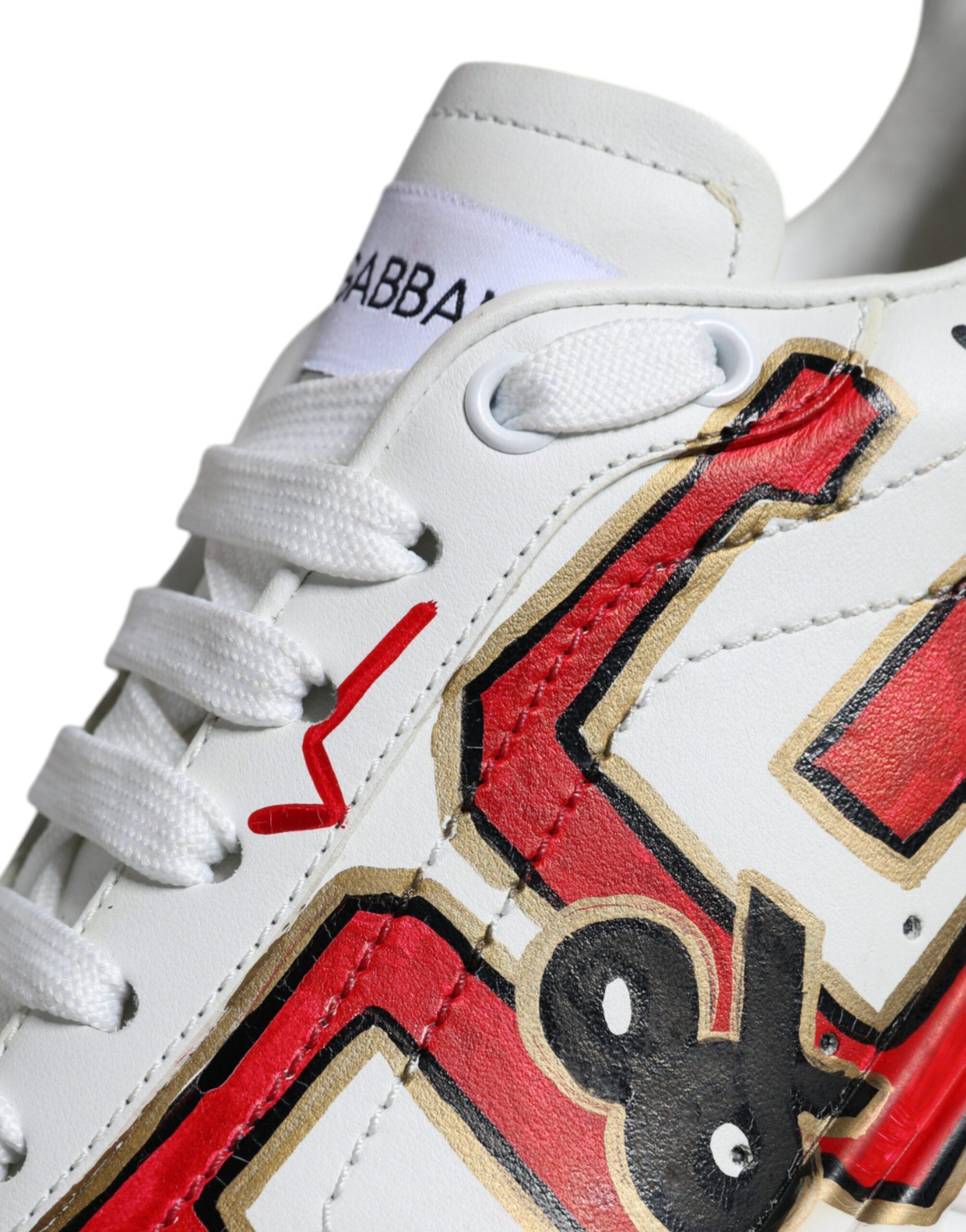 Dolce & Gabbana Daymaster Hand Painted Sneakers Shoes in Red