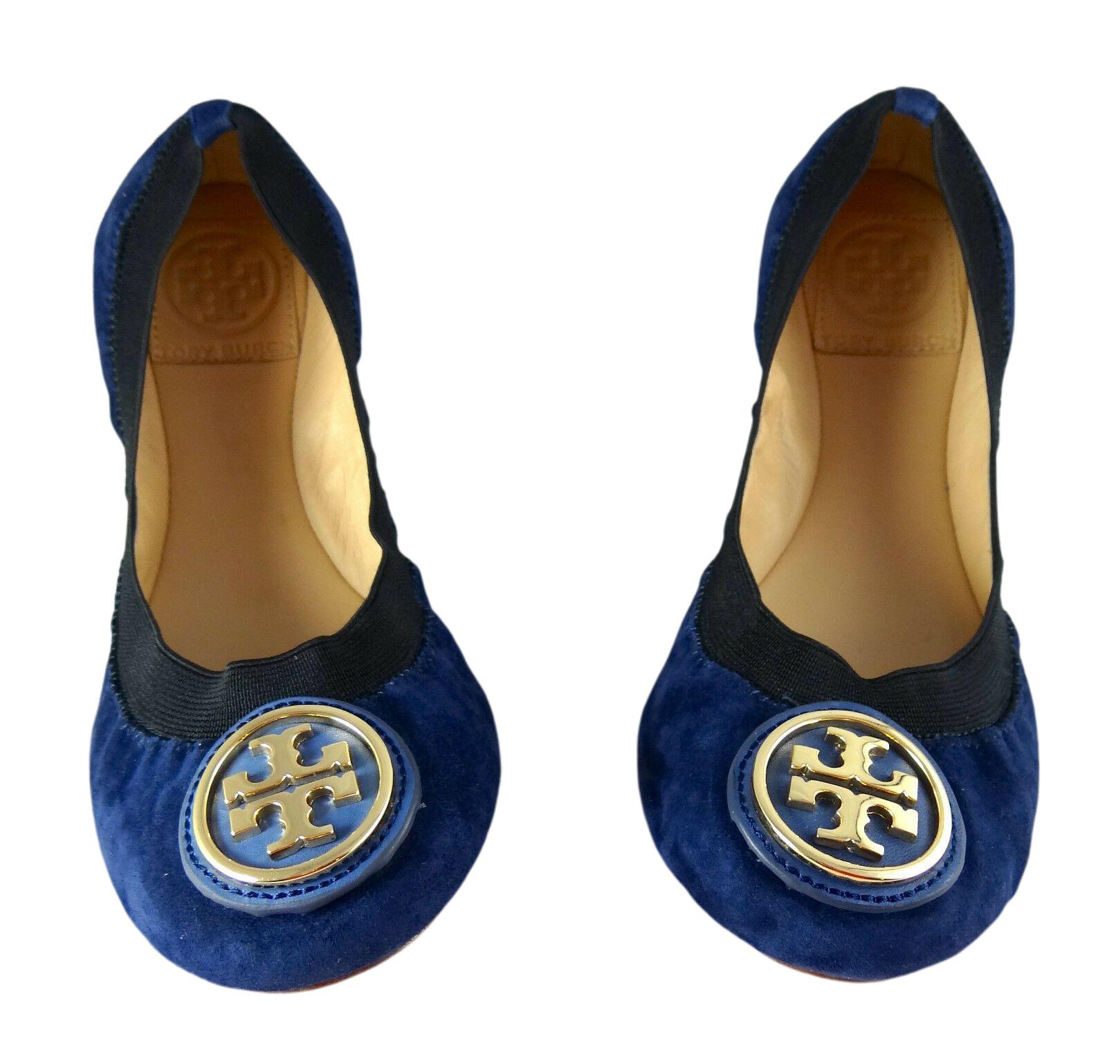 Tory Burch Caroline Ballet Clare Blue Suede Flats Shoes | Lyst