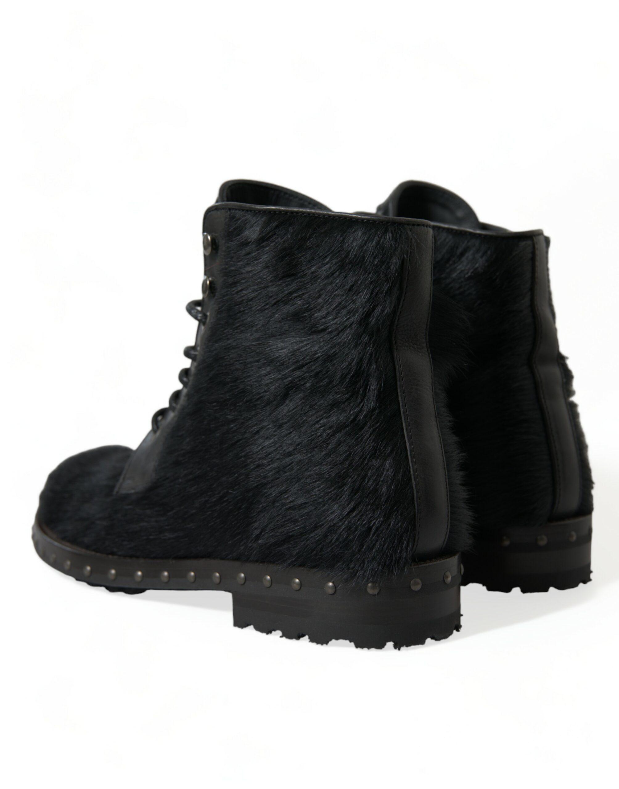 Dolce & Gabbana Elegant Black Calf Leather Lace-Up Boots Dolce & Gabbana 2003 and more vintage boots available on  main image 2