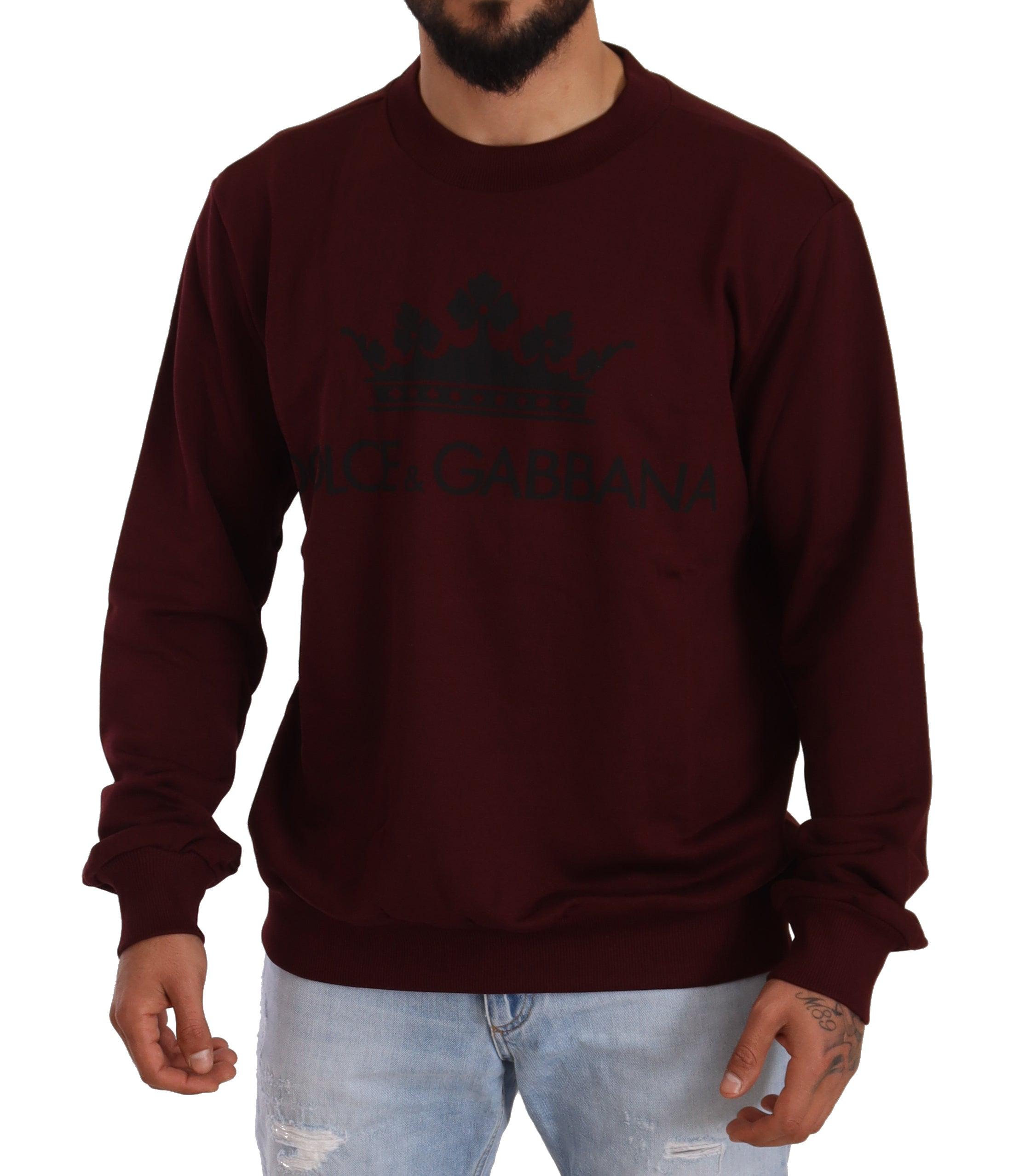 Dolce & Gabbana Bordeaux Crown Cotton Pullover Sweater in Red for Men | Lyst