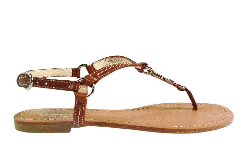 COACH Rue Dog Leash Flat Sandals Us 8 | Lyst