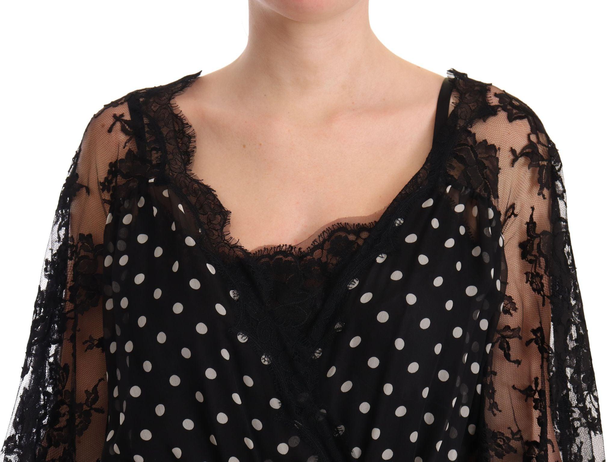 Dolce & Gabbana Black Lace Floral Polka Maxi Capri Dress | Lyst