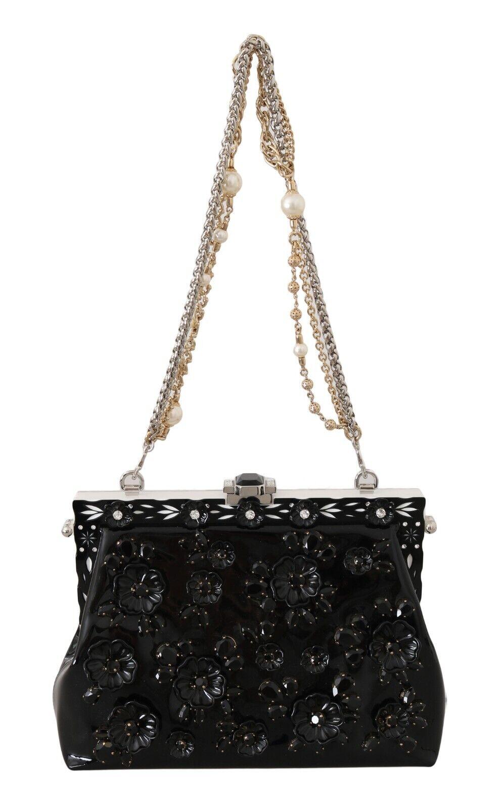 Dolce & Gabbana Floral Crystal Rubber Vanda Shoulder Bag in Black | Lyst