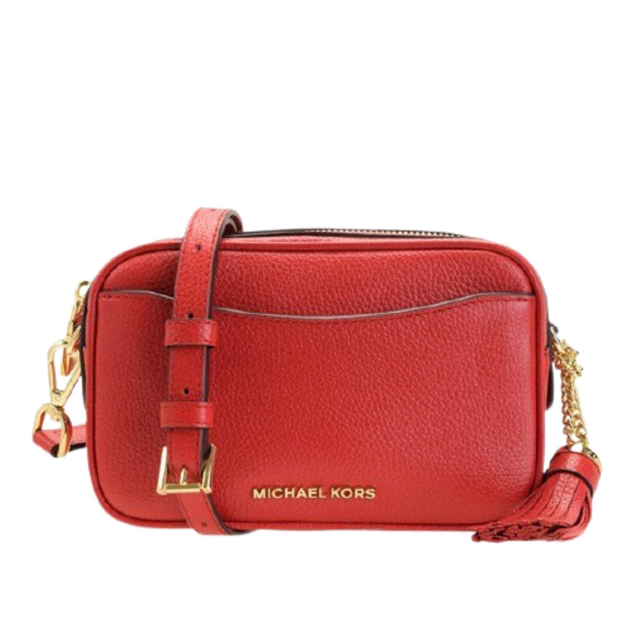Michael Kors Mott Pebble Leather Convertible Small Camera Crossbody Belt Bag  in Red | Lyst