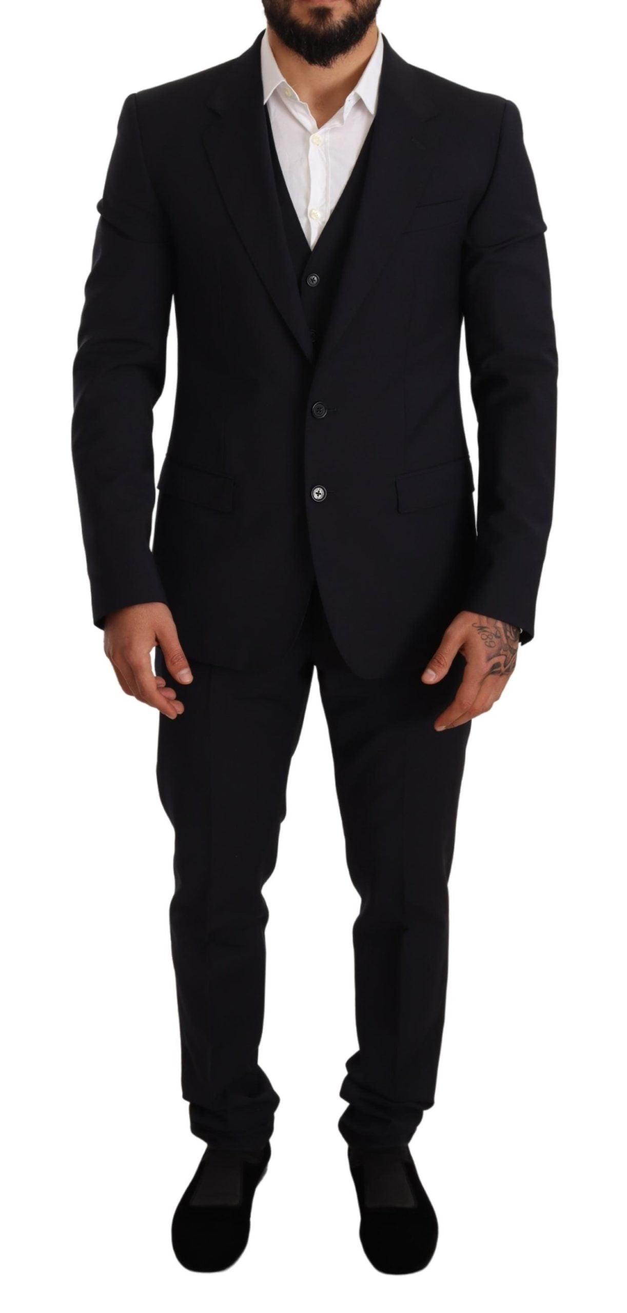 Mens Clothing Suits Dolce & Gabbana Blue Wool Slim Fit 3 Piece Set Martini Suit for Men Save 21% 
