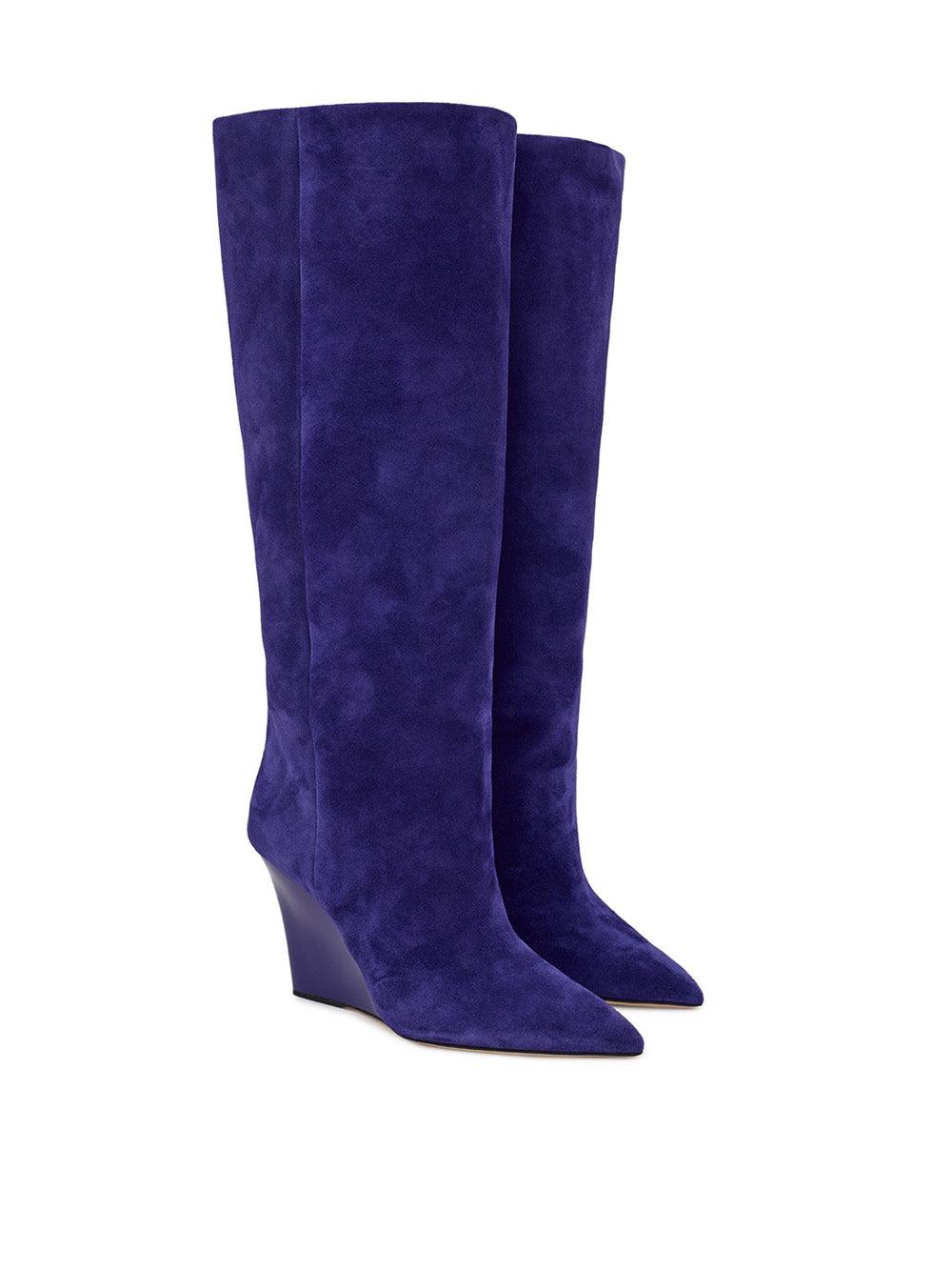 Paris Texas Velvet Wedge Boots in Blue Lyst