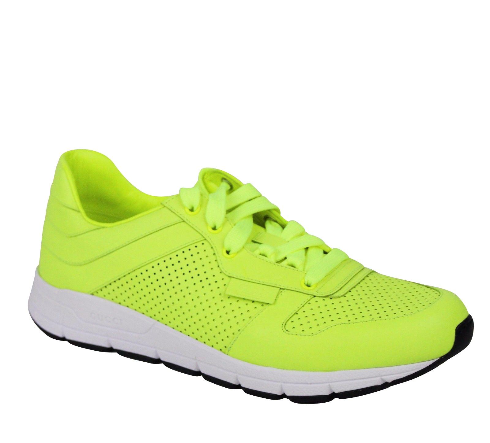 Gucci Lace Up Neon Leather Running Sneakers 369088 7102 in Yellow for Men |  Lyst