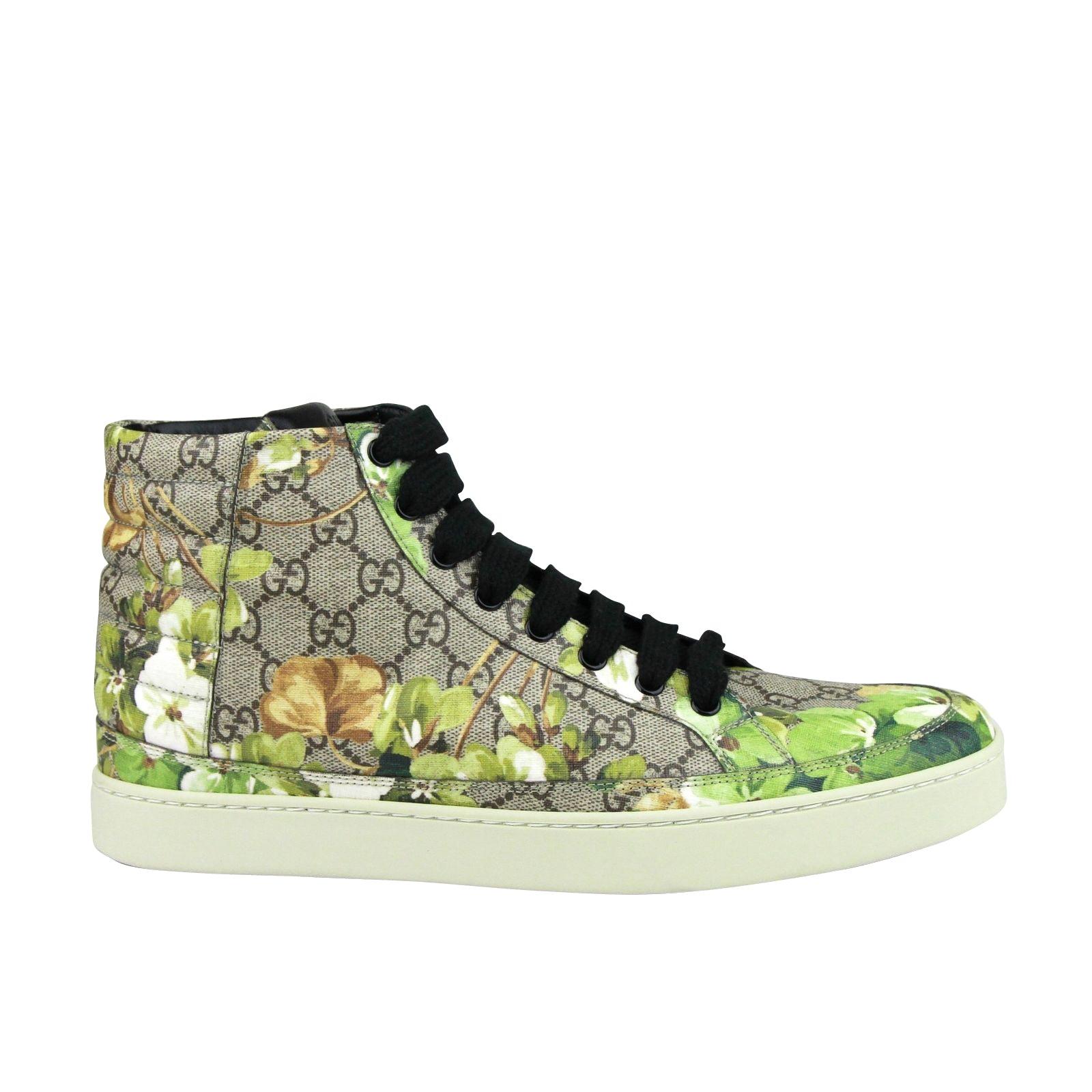 Gucci Bloom Print Supreme gg Canvas Hi Top Sneakers Shoes 407342 8960 Green for Men | Lyst