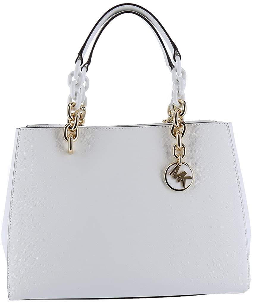 Michael Kors Michael Cynthia Saffiano Leather Satchel () in White | Lyst