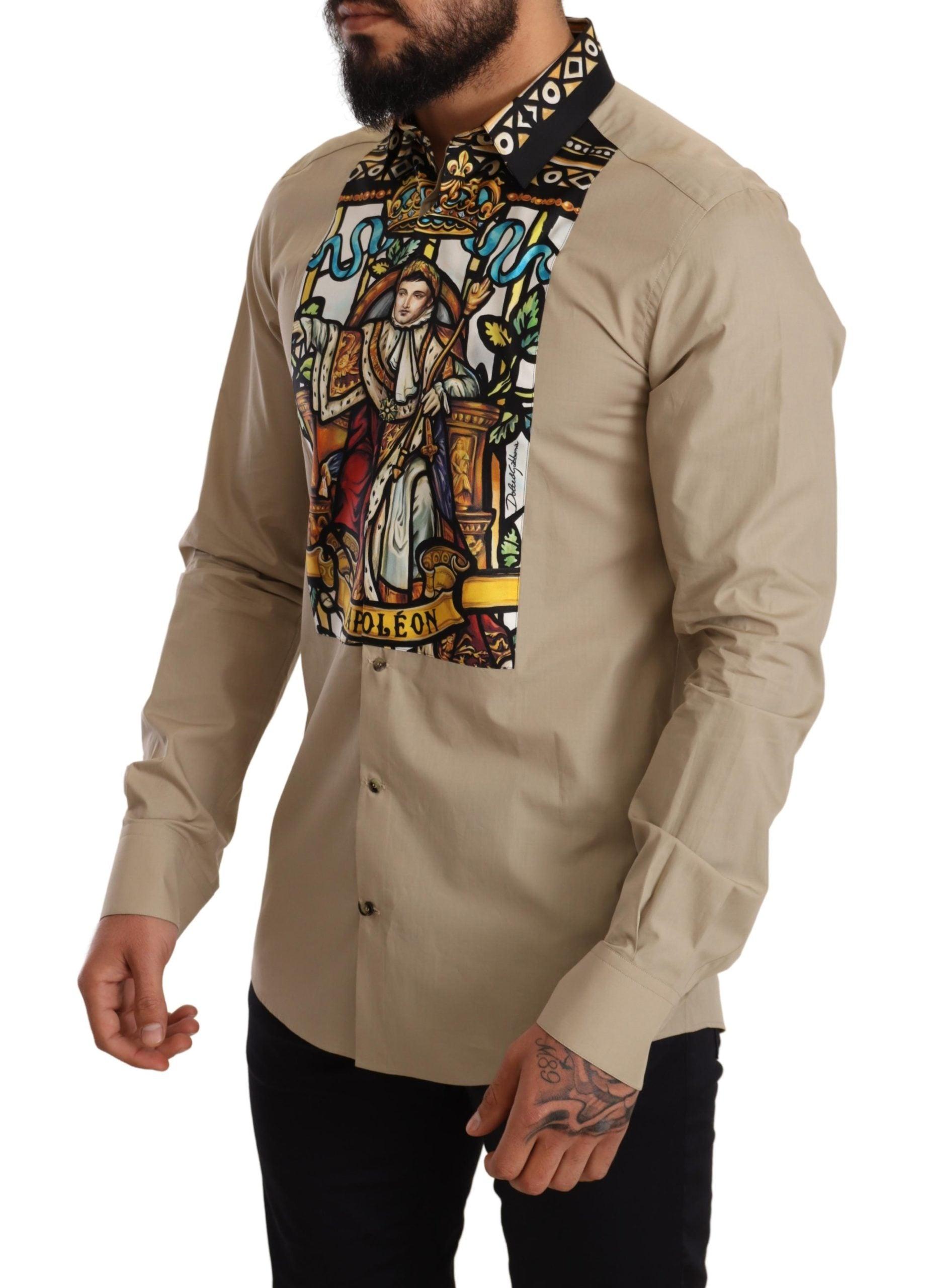 Dolce & Gabbana Napoleon Print Dress Gold Shirt in Brown for Men | Lyst