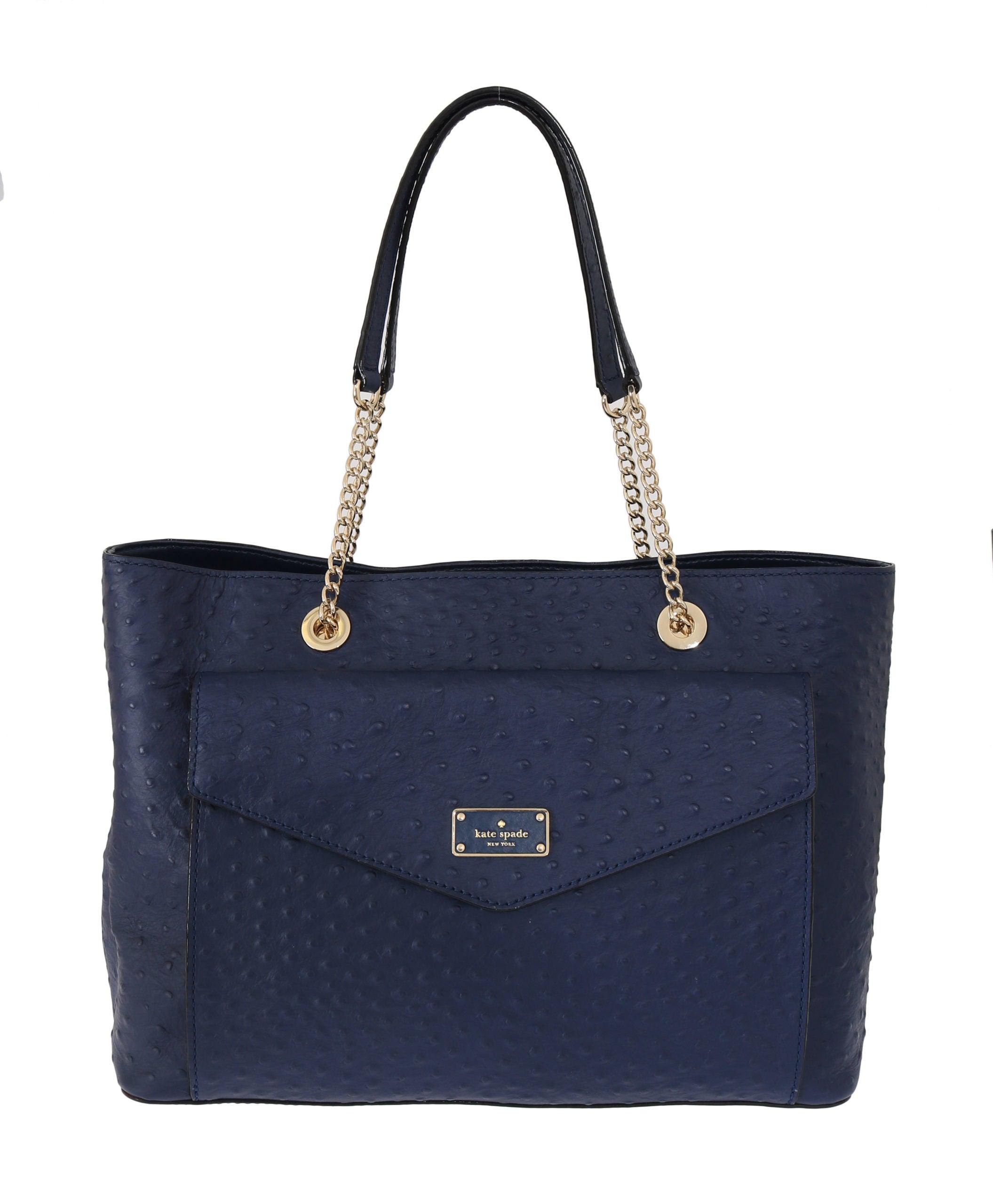 Kate Spade Leather Halsey La Vita Ostrich Handbag in Blue | Lyst