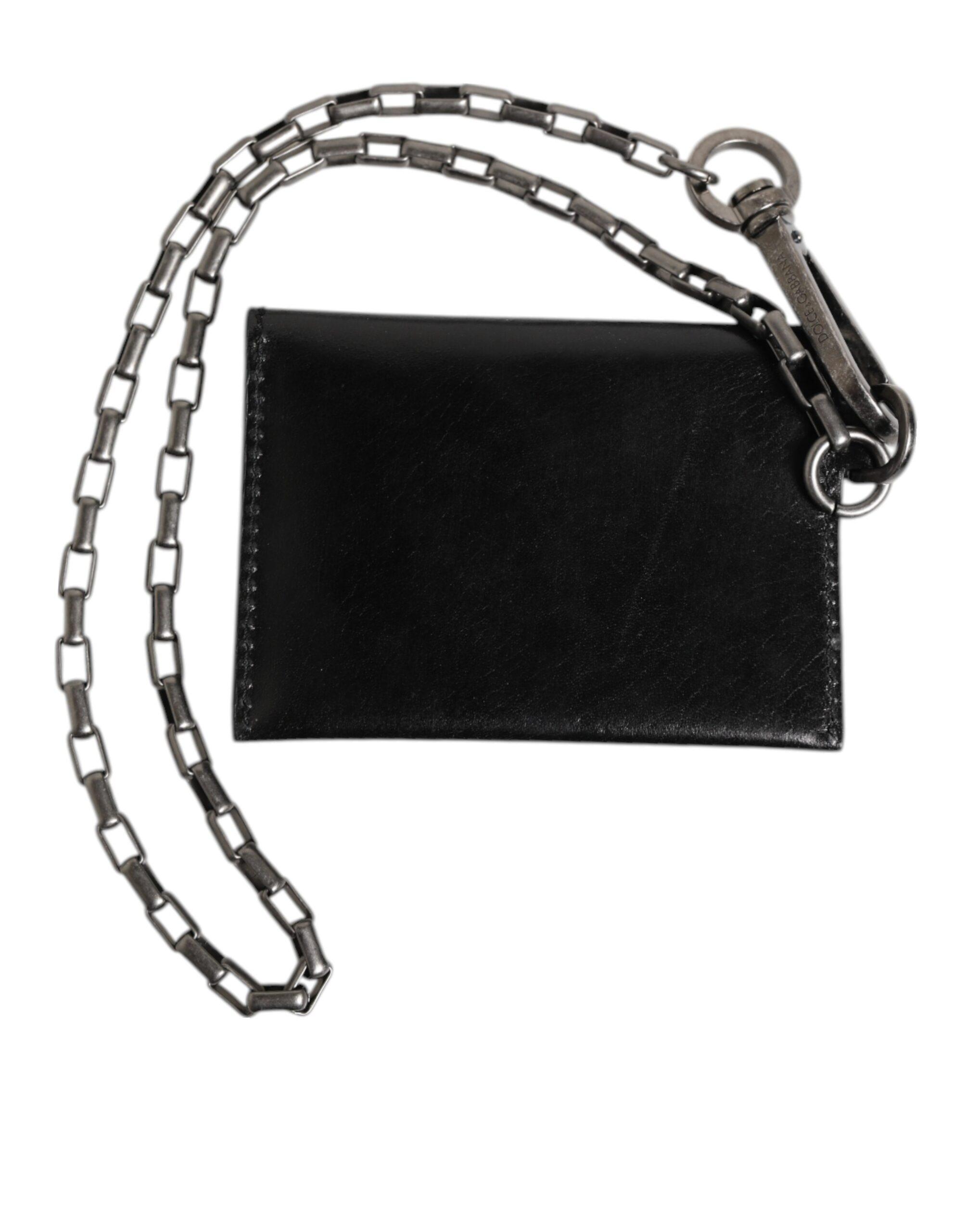 Dolce & Gabbana Cavallo Leather Wallet Chain Snap Bifold Card