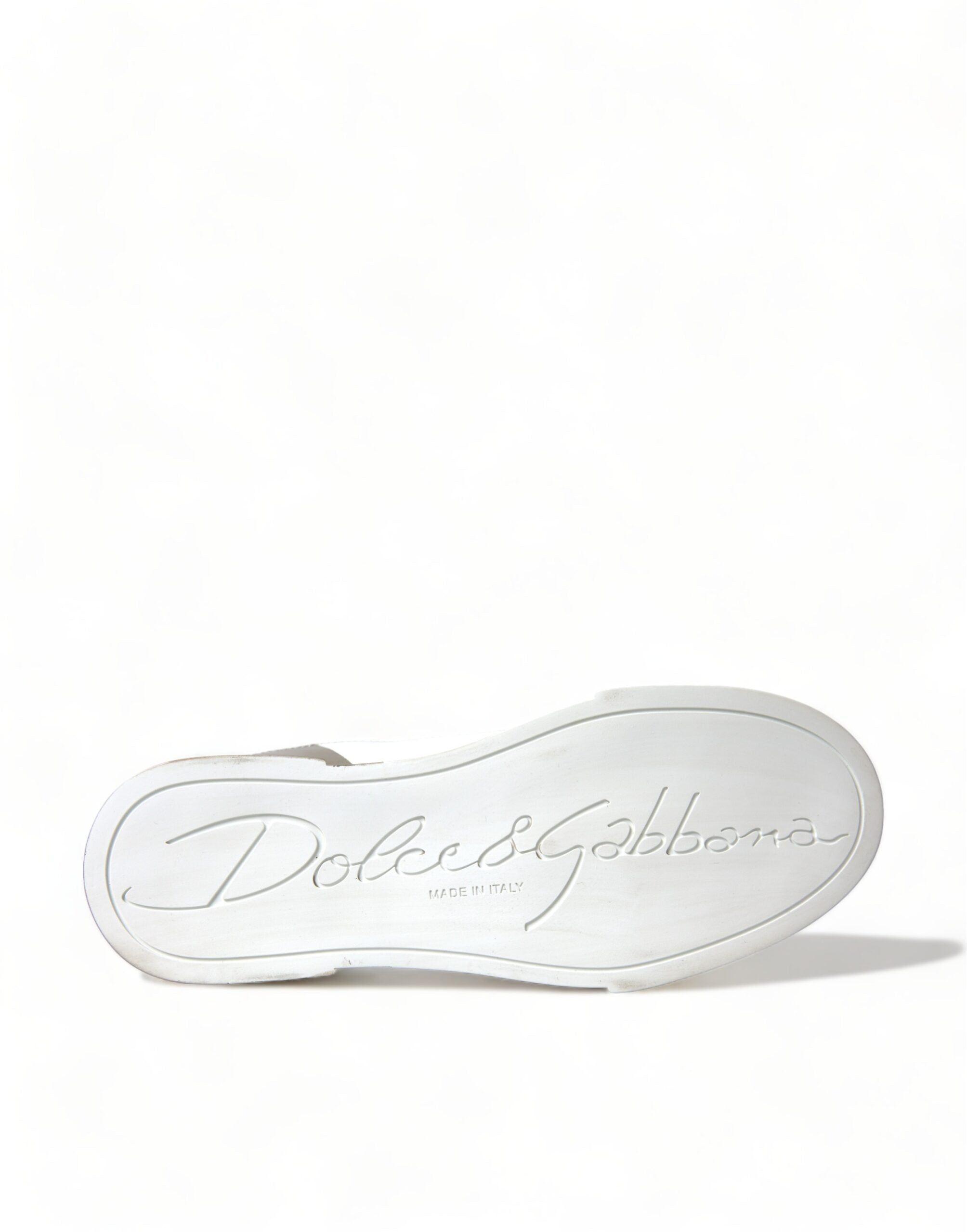 Dolce & Gabbana Gold Logo Printed Sneakers in White | Lyst