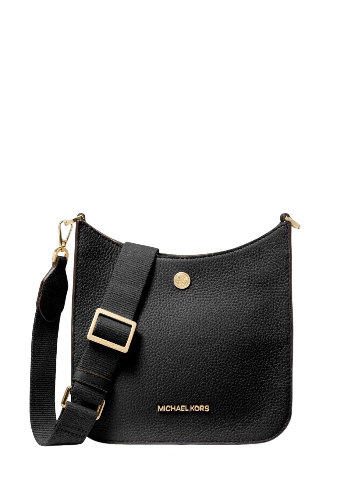 Michael Kors Briley Small Pebbled Leather Messenger Bag in Black | Lyst