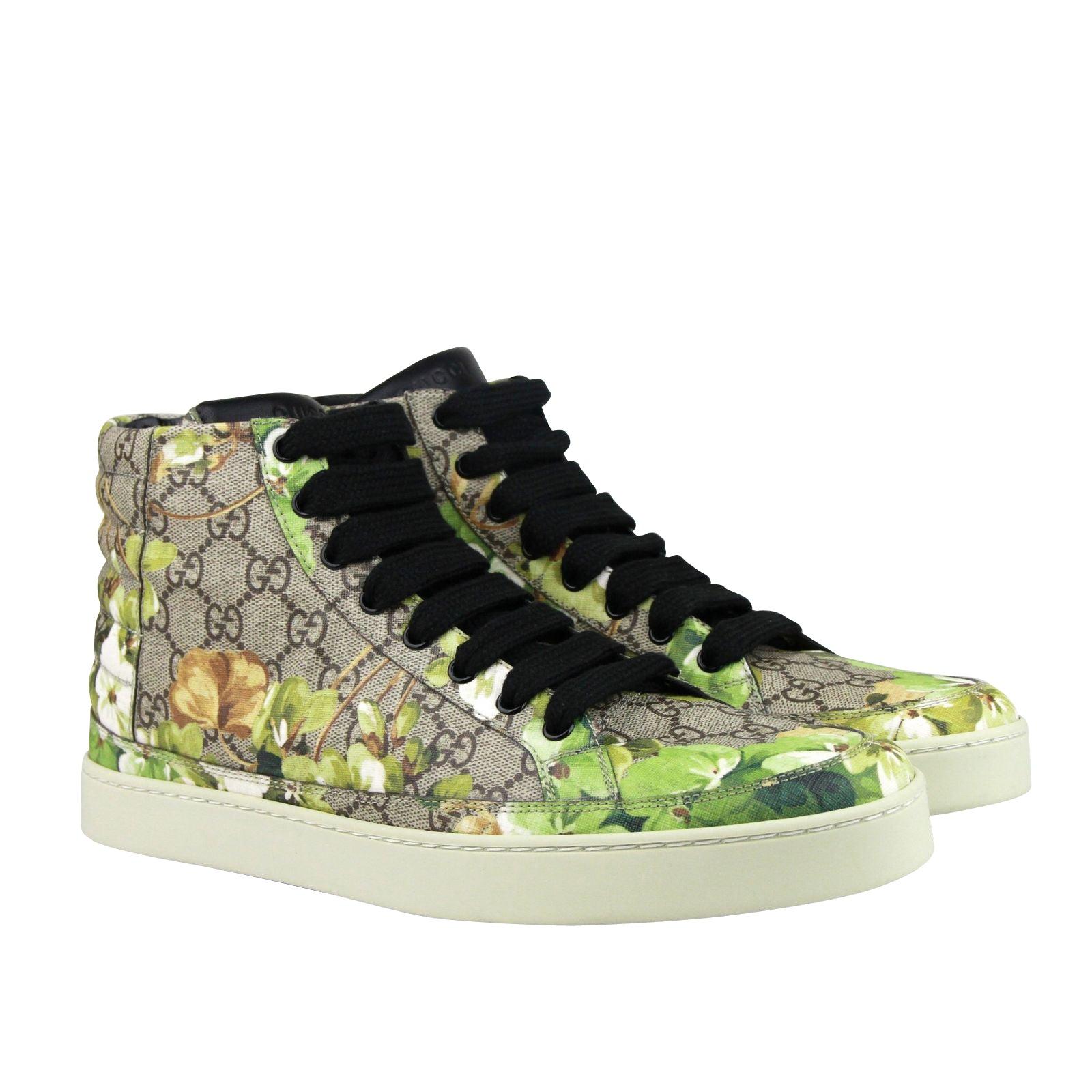 Gucci Bloom Print Supreme gg Canvas Hi Top Sneakers Shoes 407342 8960 in  Green for Men | Lyst